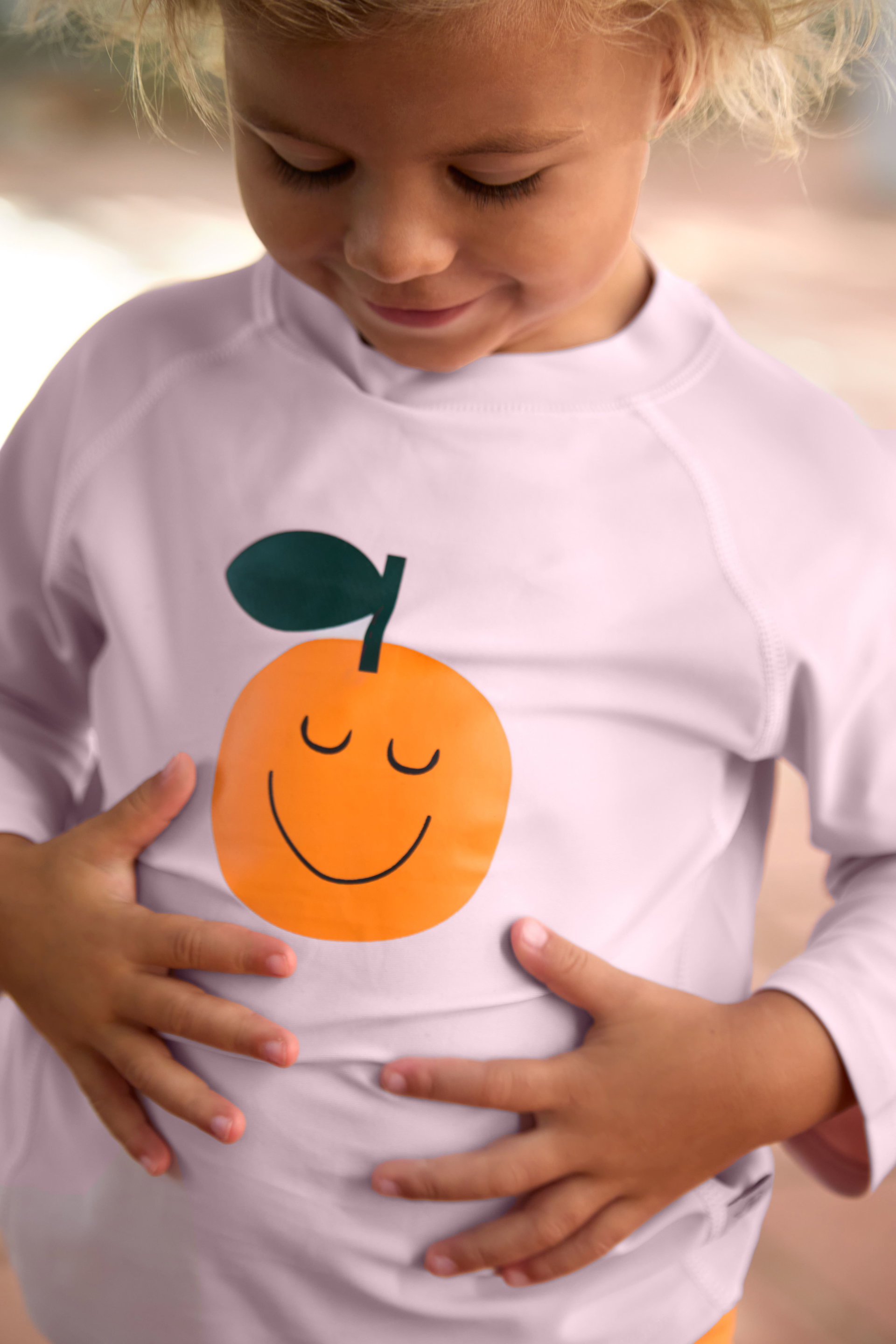 Papaer, Top, T-Shirt, Orange motif, Smiley face