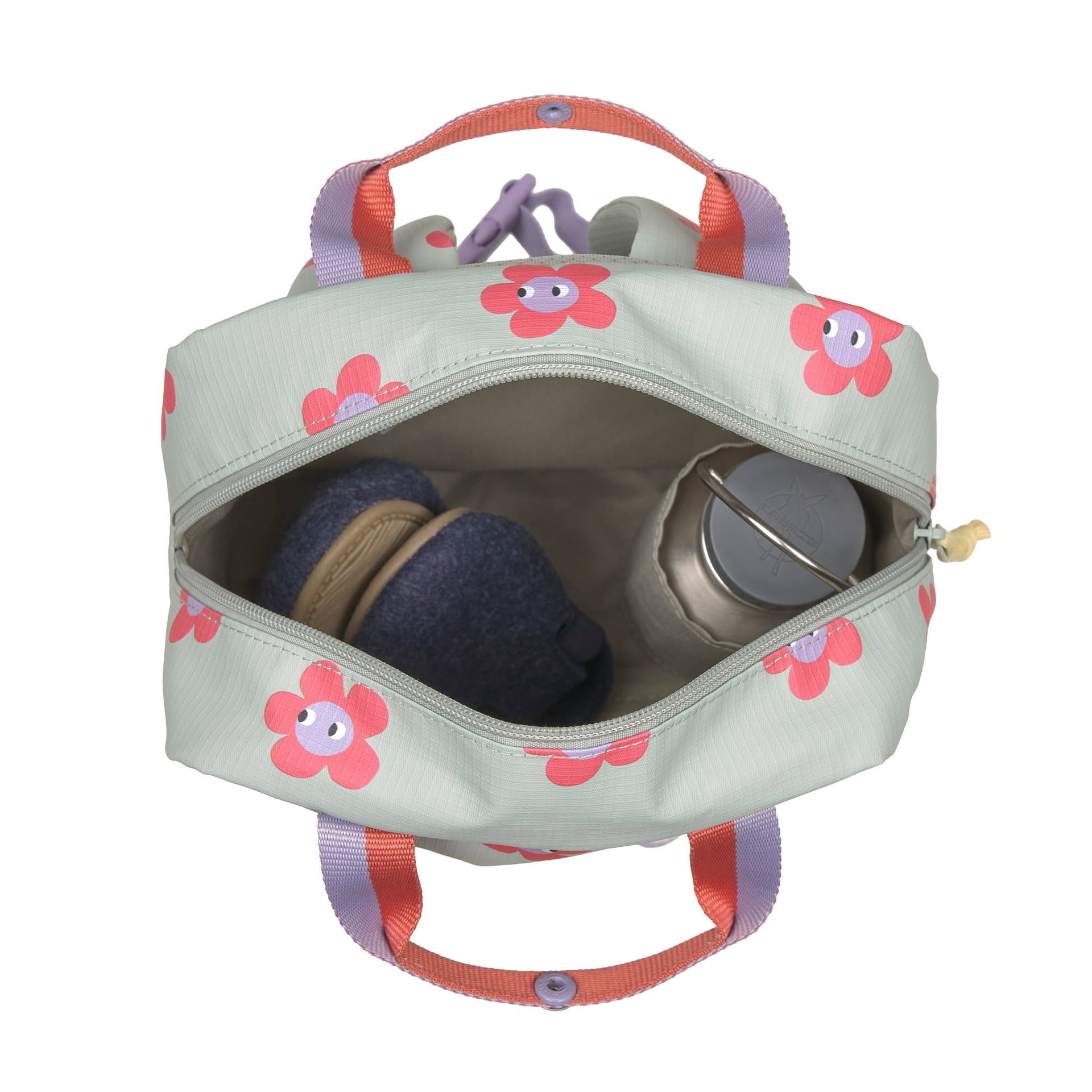 Kindertasche, Rucksack, Blumen Muster, Klemmverschluss, Miniatur-Griff