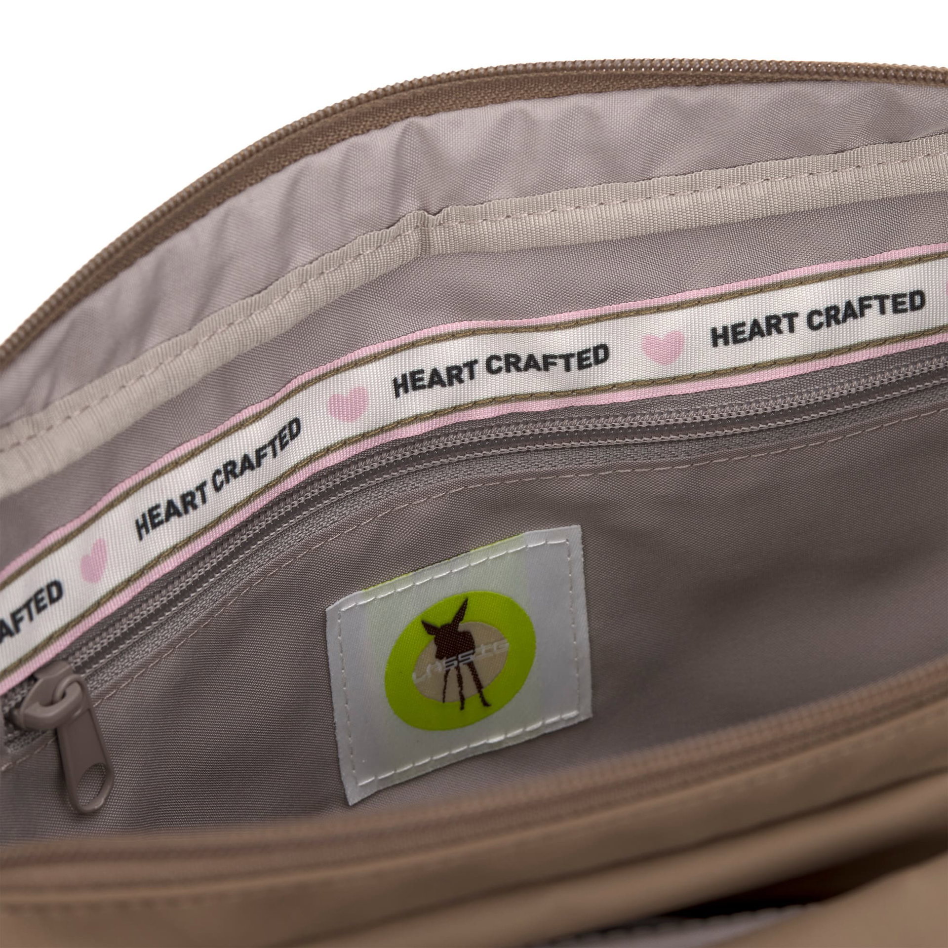 Brieftasche, Reißverschlussfach, inneres Etikett, braun, Stofftasche
