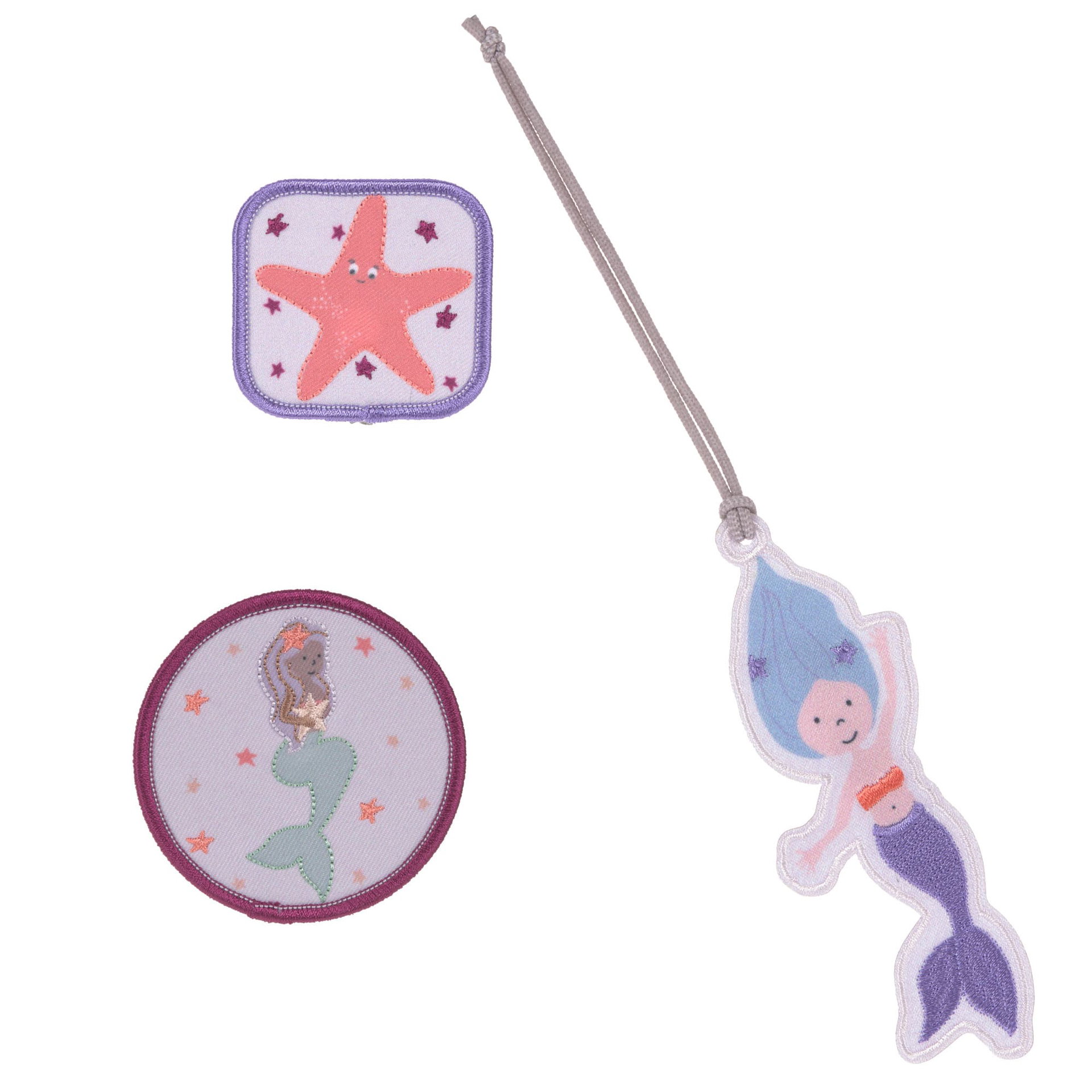 Schmuckset, Schlüsselanhänger, Meerjungfrau, Seestern, Aufnäher-Set