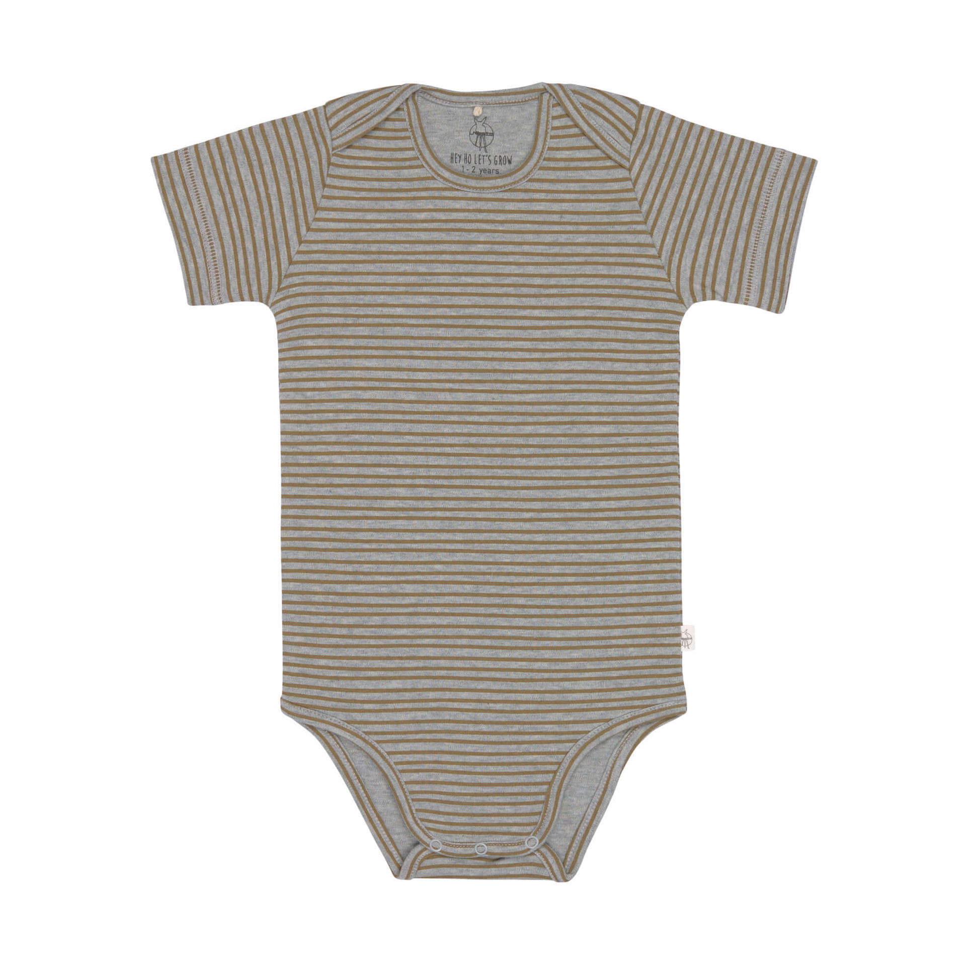 Short Sleeve Baby Bodysuit, Striped grey mélange (7 24 months
