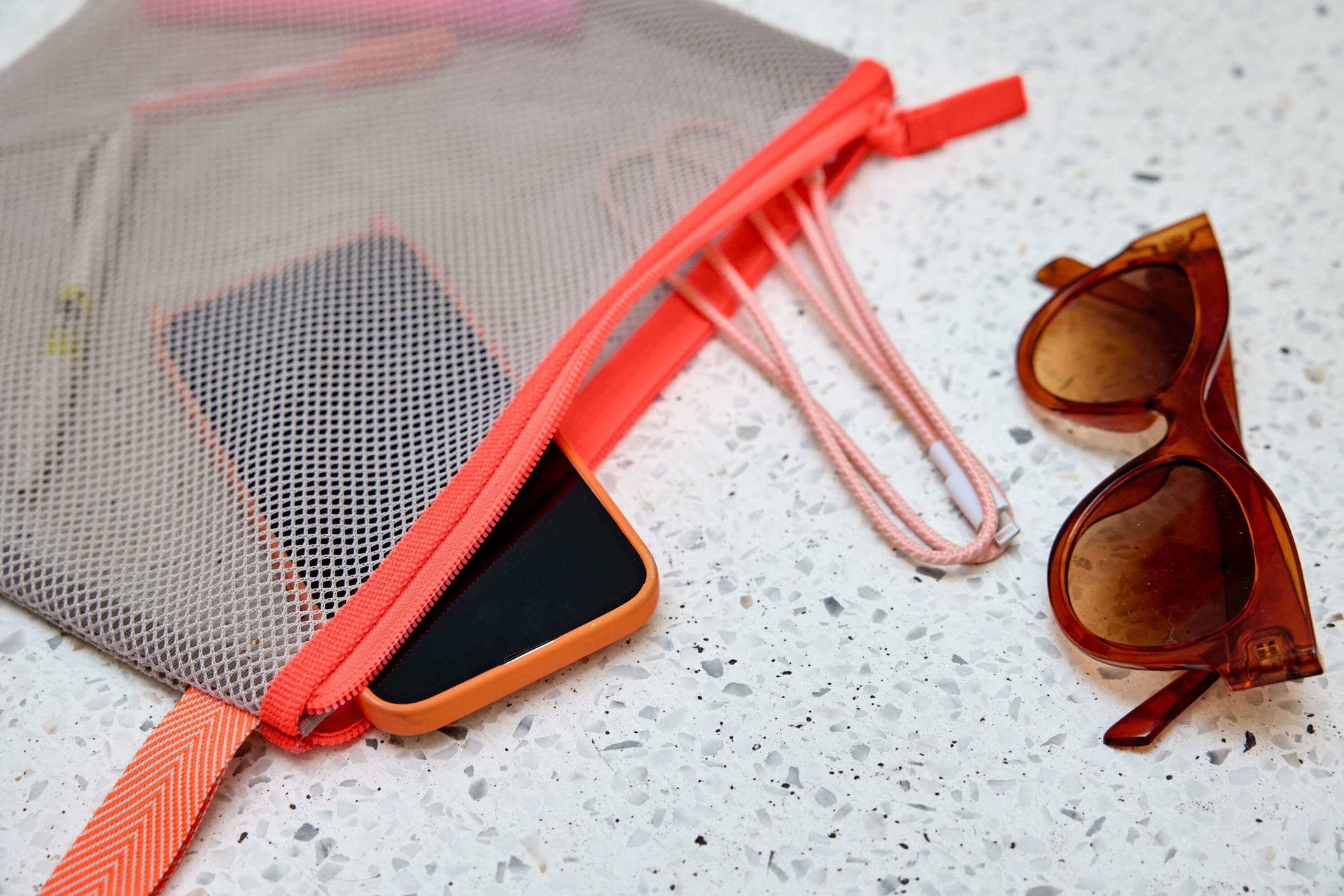 Pochettes mesh (3 pcs), neon orange