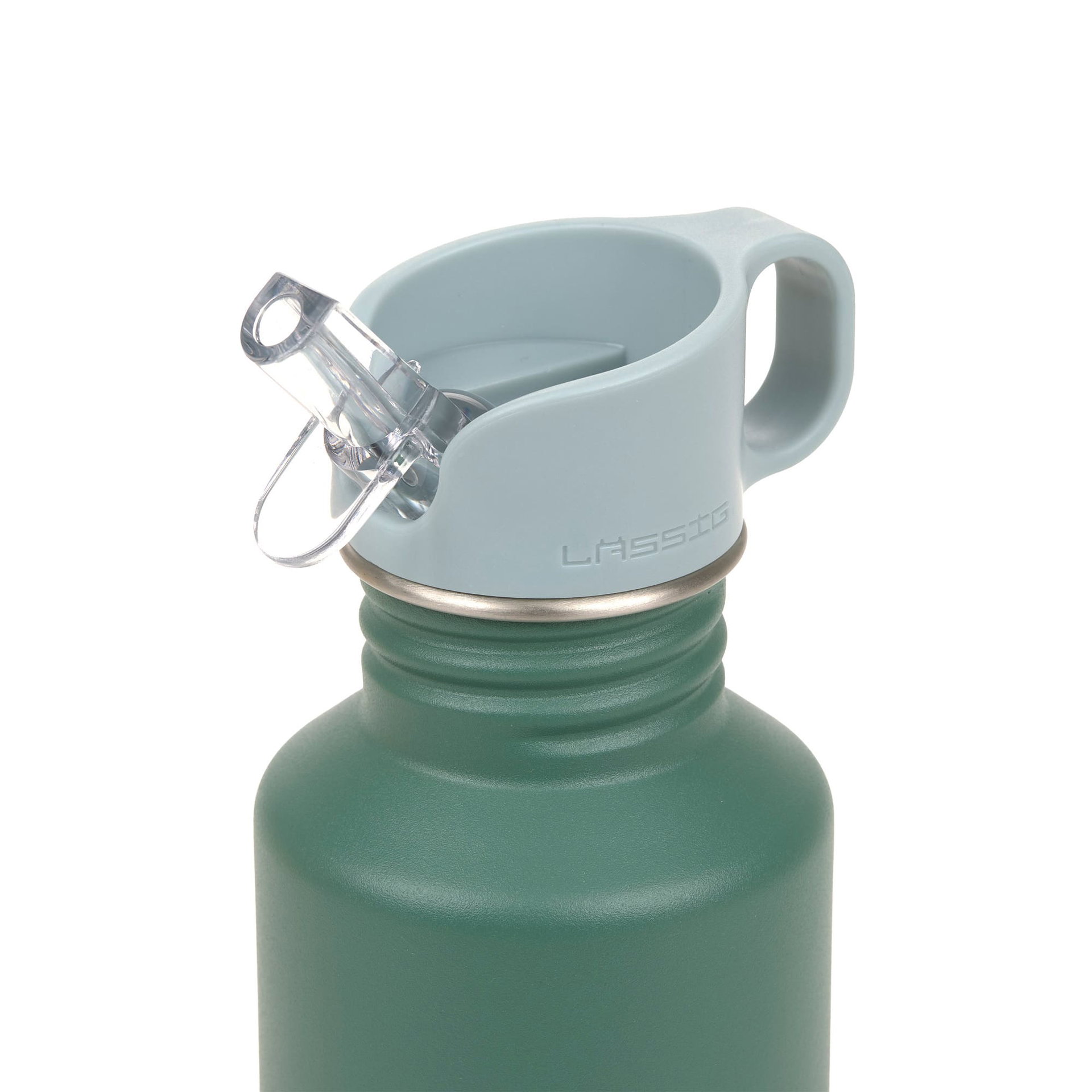 Trinkflasche, Wasserflasche, Schraubverschluss, Grün, Deckelclip