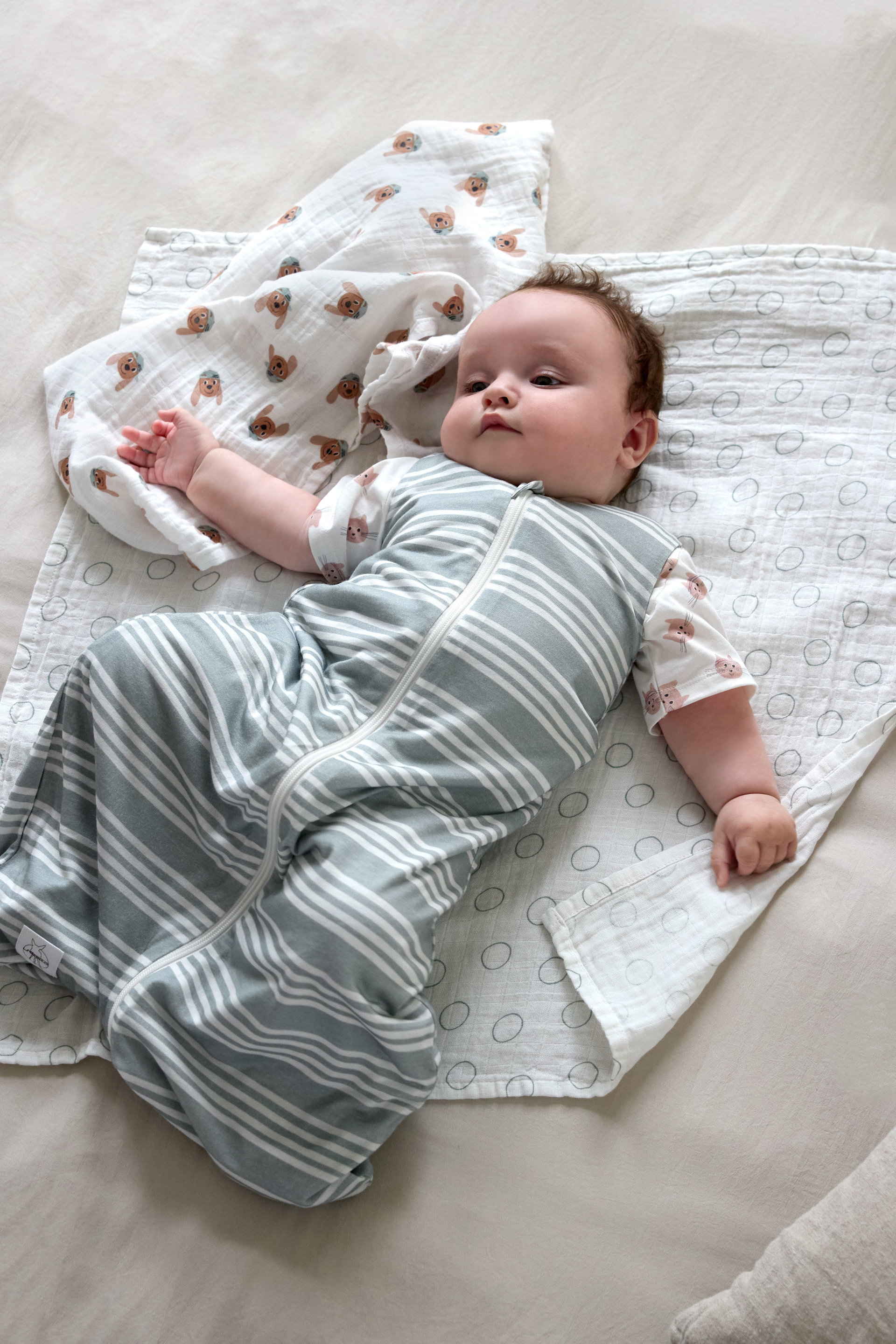 Baby, Baby clothes, Romper, Streifen, Grau