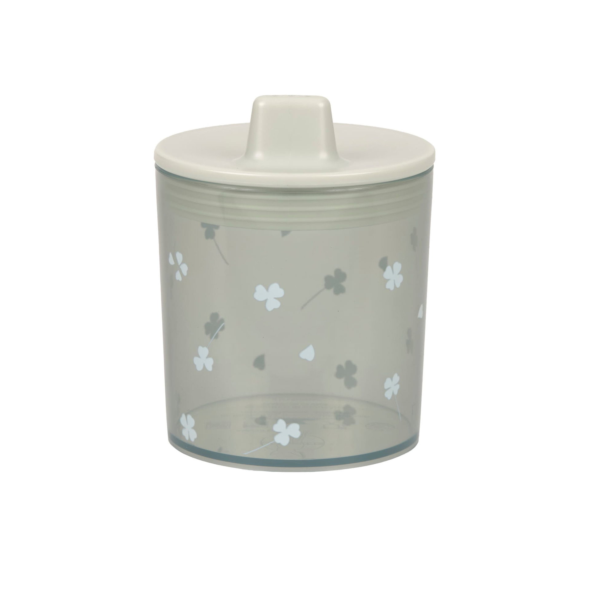 Vorratsdose, Kunststoff, transluzent, Blumenmuster, Deckel mit Griff