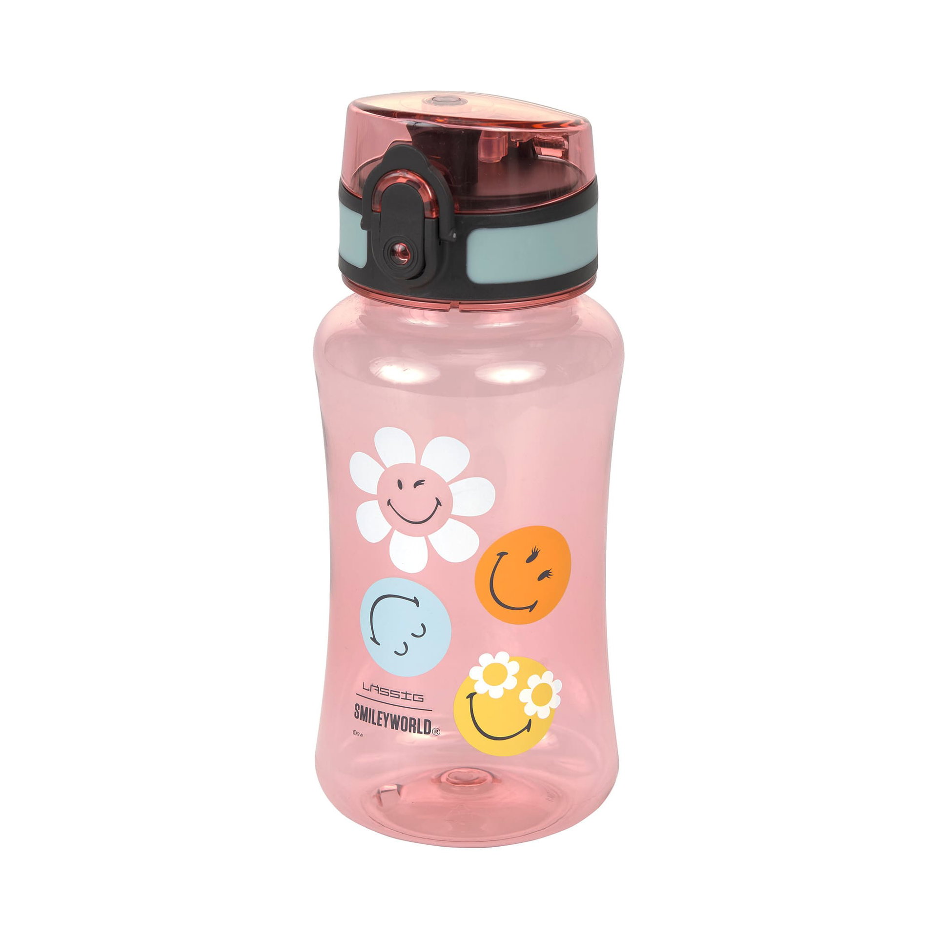 Trinkflasche, Kinderflasche, Rose farbe, Blumenmuster, Trinkverschluss