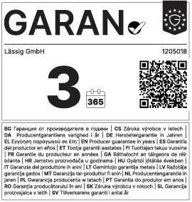 GARAN-Garantielabel für Produkte mit Haltbarkeitsgarantie von mehr als 2 Jahren