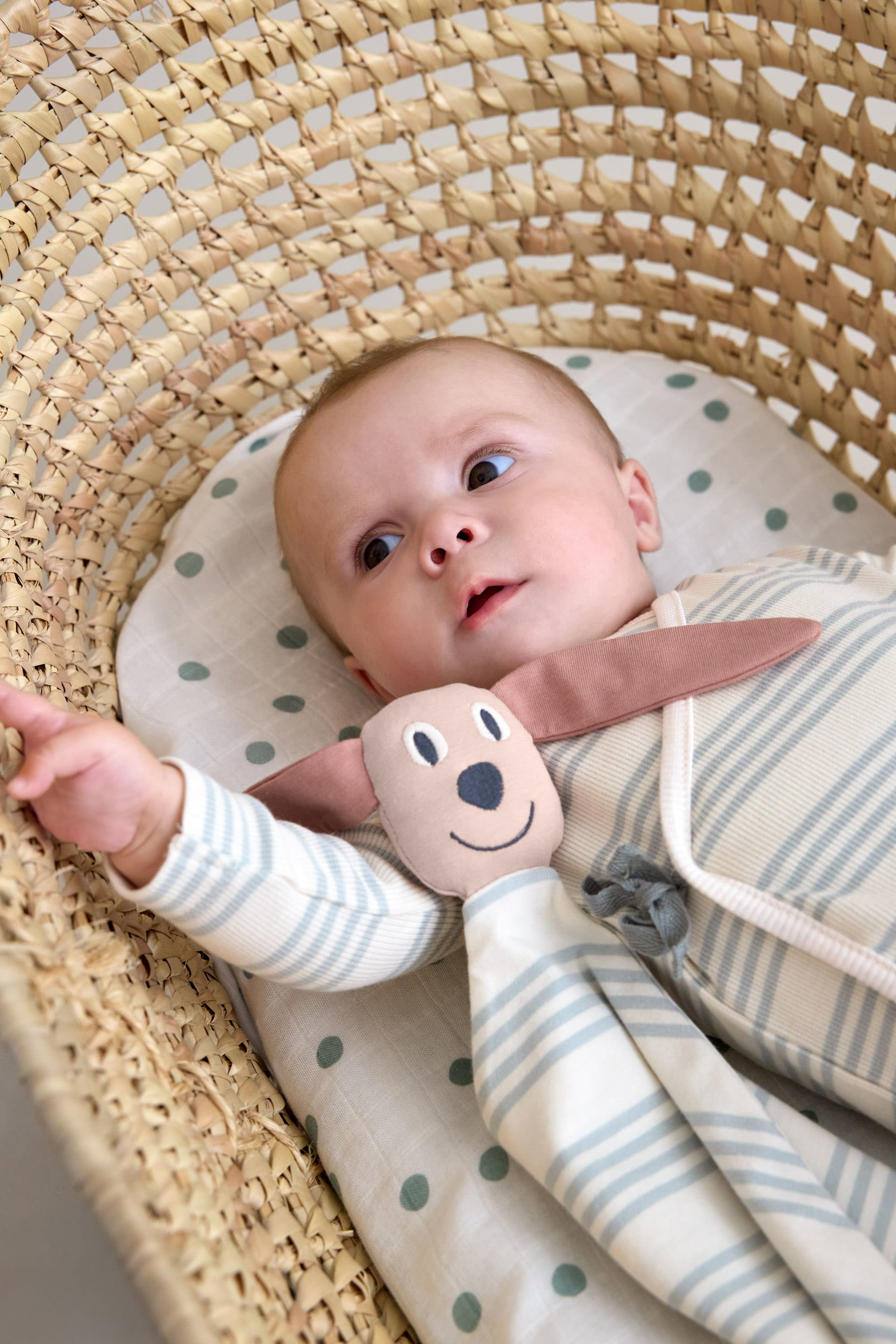 Baby, Baby Kleidung, Strampler, Stofftier, Nestkorb