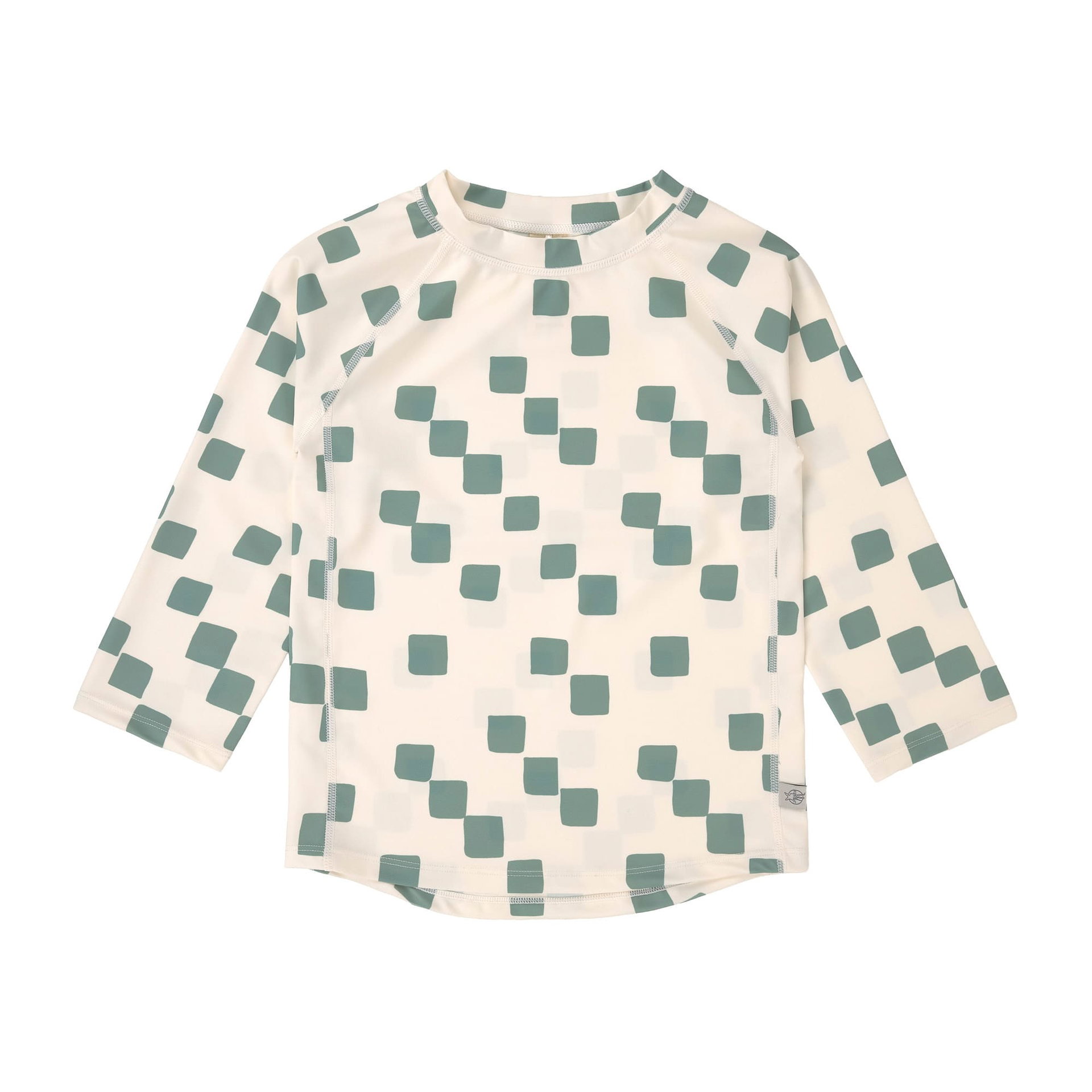 Bild 1 PreOrder 2026 -  Long Sleeve Rashguard Checkerboard  sea salt/green, Lounge Shirt, Squircle Pattern, Long Sleeve, Beige Cream, Mint Green Squares