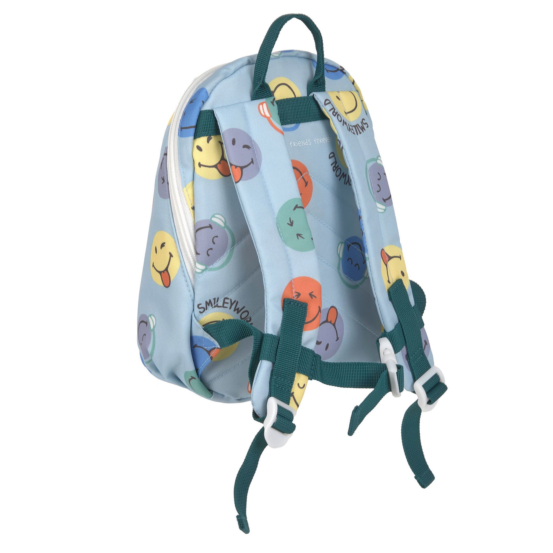 Rucksack, Kinder, Smile- Muster, Emoji-Druck, Hellblau