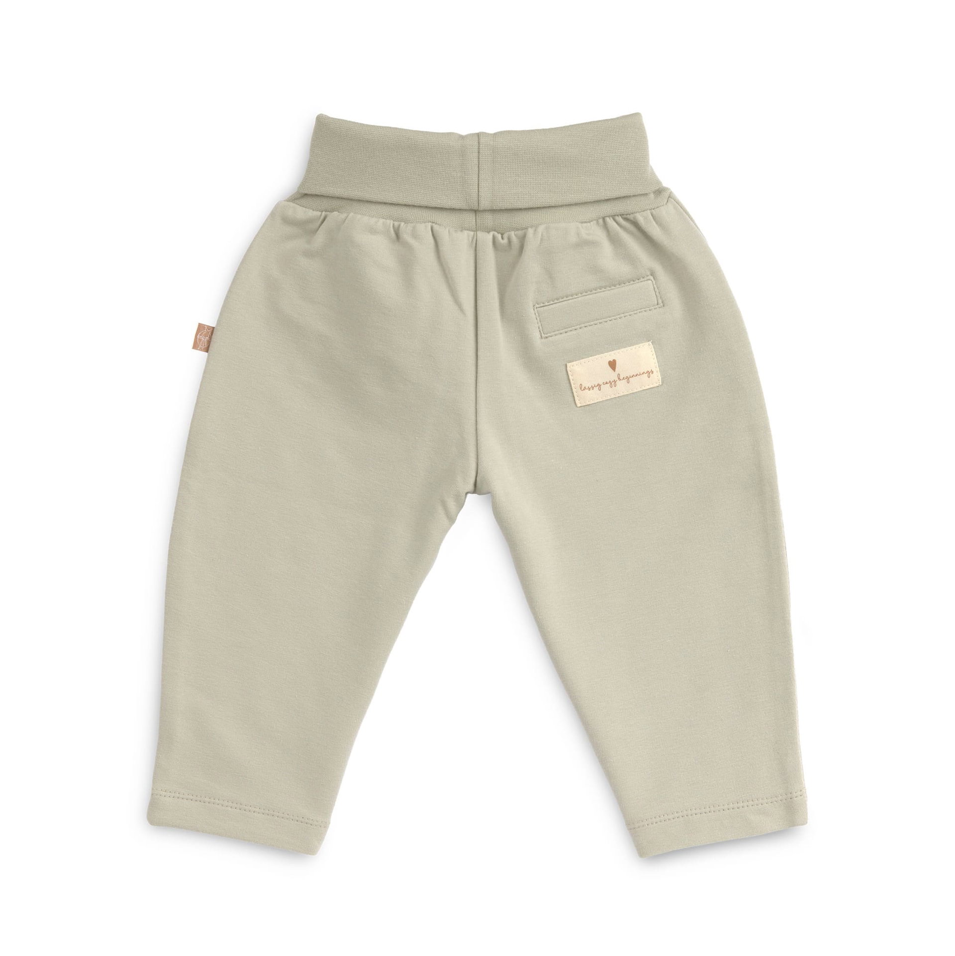 Kinderhose, Beige, Strickbund, Gesäßtasche, Baumwollstoff