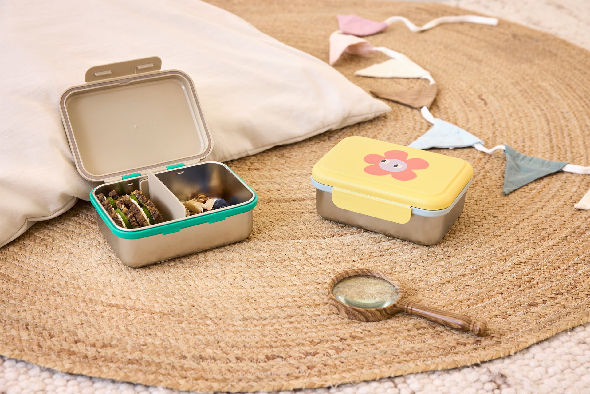 Lunchbox, Metallbox, Geteilte Dose, Niedliche Deckel, Snackboxen
