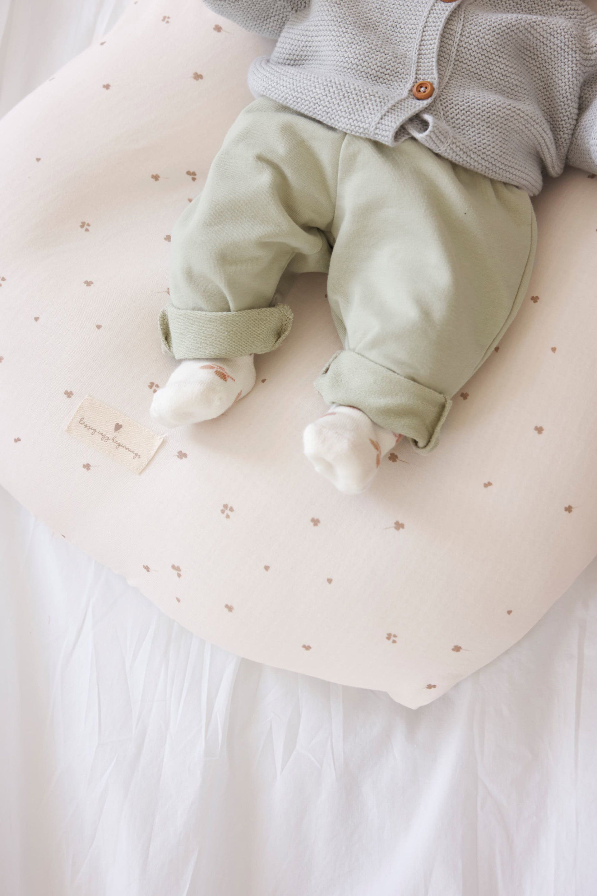 Baby-Spannbettlaken, Baumwollstoff, Cremefarben, Blumenmuster