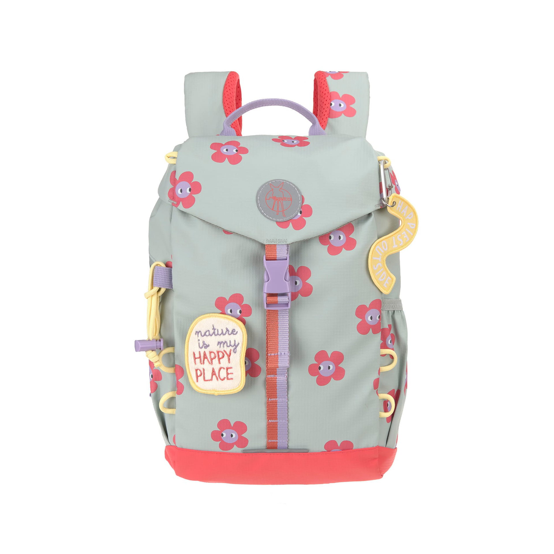 Rucksack, Kindergartentasche, Blumenmuster, Grau, Mehrfachfarbe
