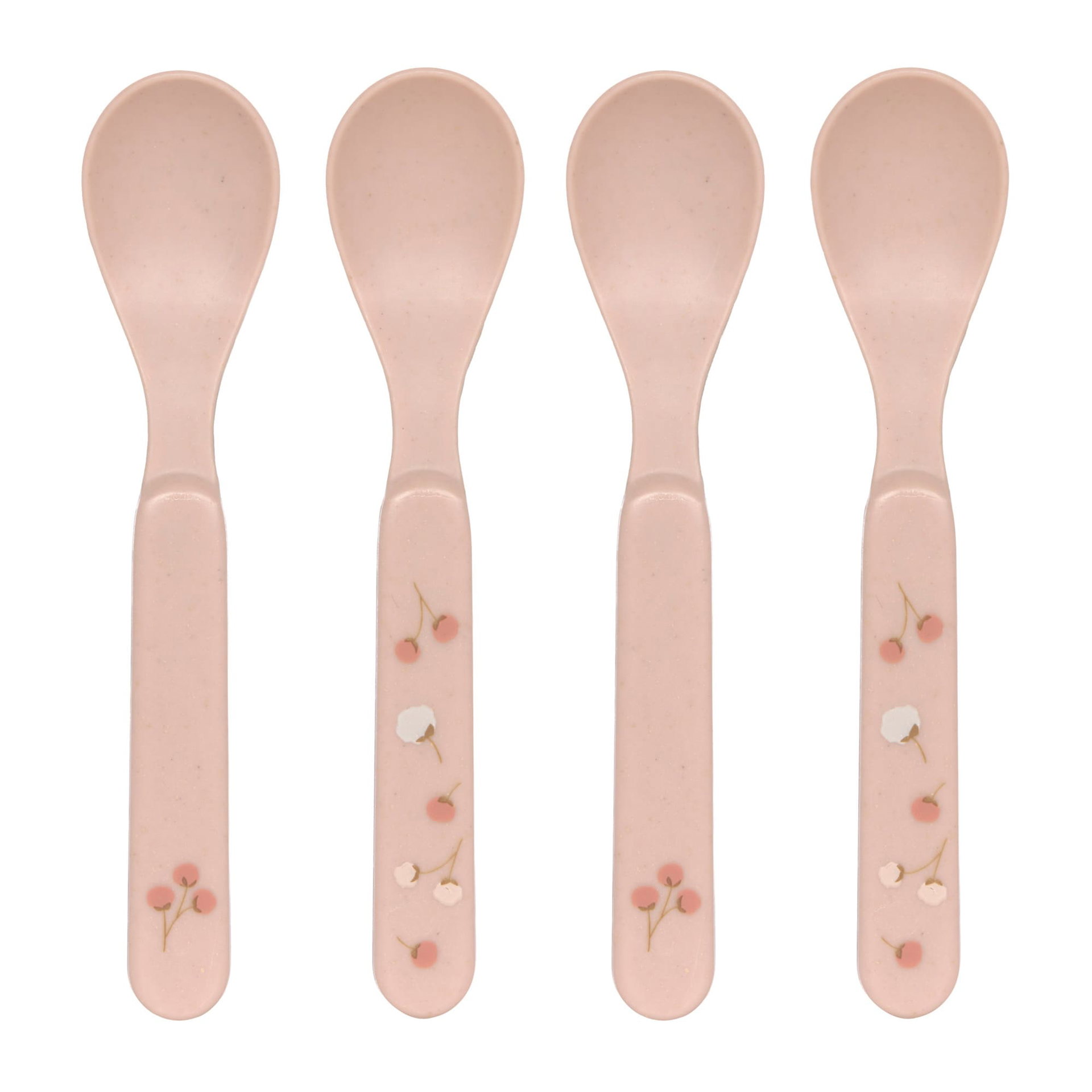 Babylöffel, Kunststoff, Rosa, Blumenmuster, 4er-Set