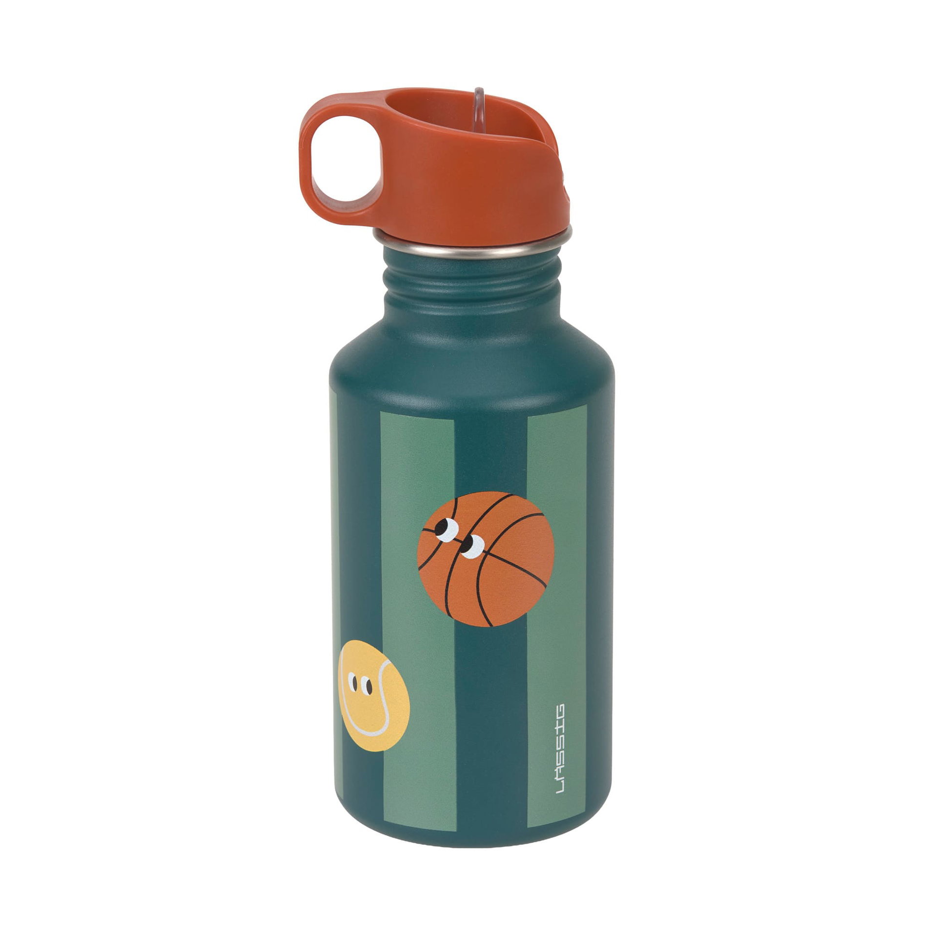 Trinkflasche, Basketball-Design, Trinkbehälter, 2Farbige Streifen, Silikondeckel