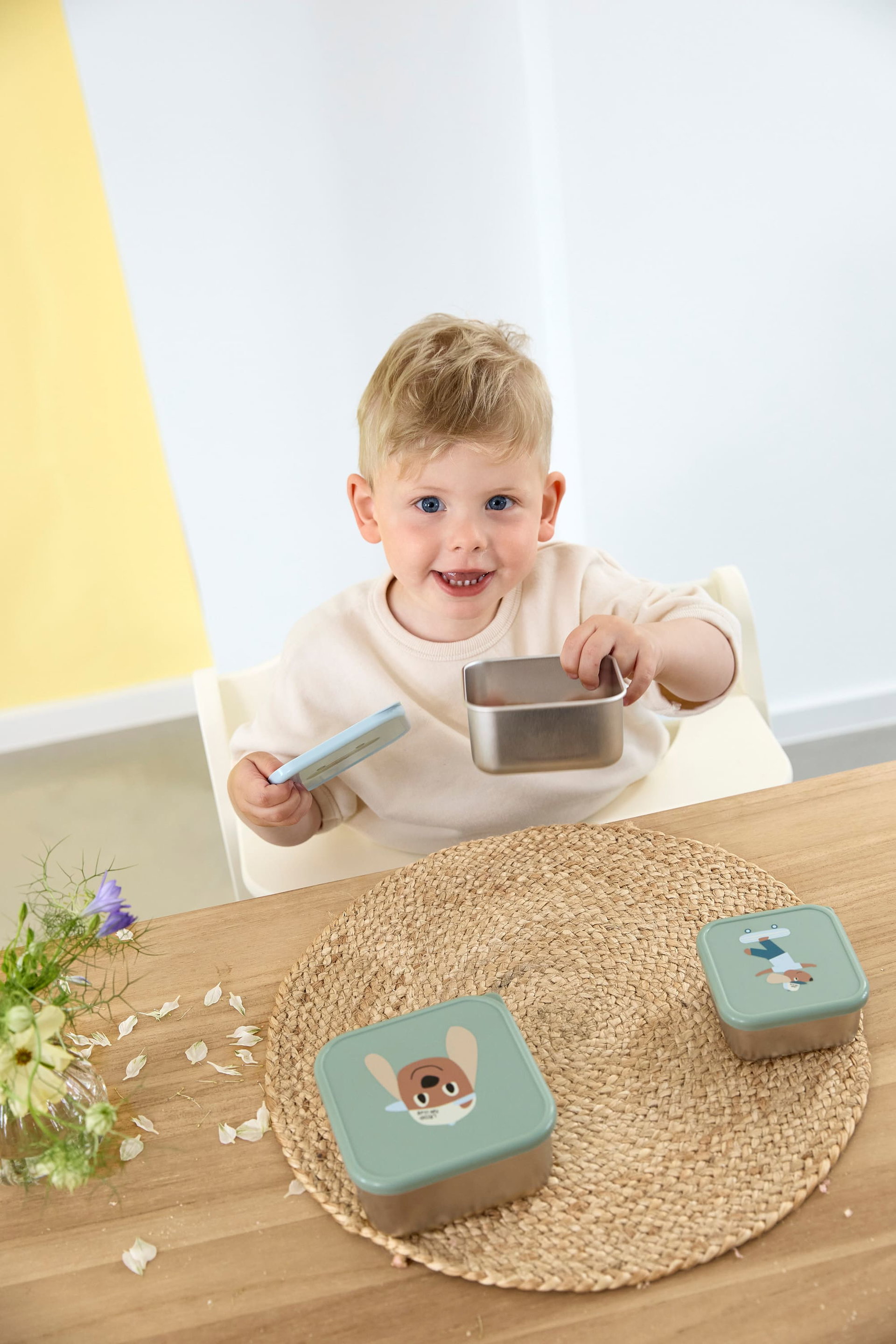 Lot de 3 boîtes à goûter inox - Tiny Team, Chien