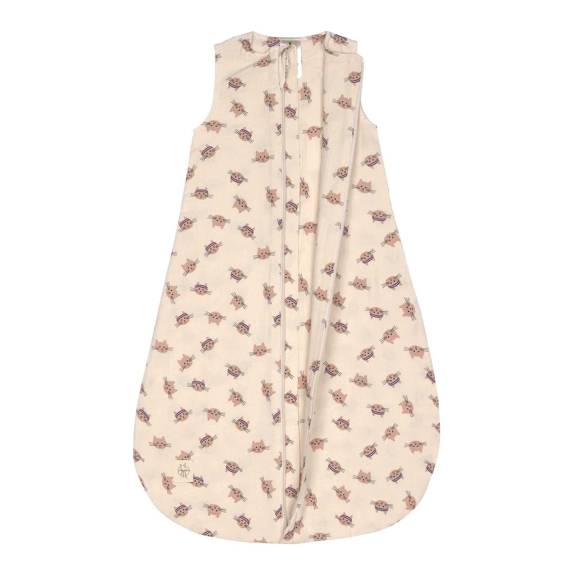 Baby sleep sack, Muslin, Katze Muster, Beige, Reißverschluss