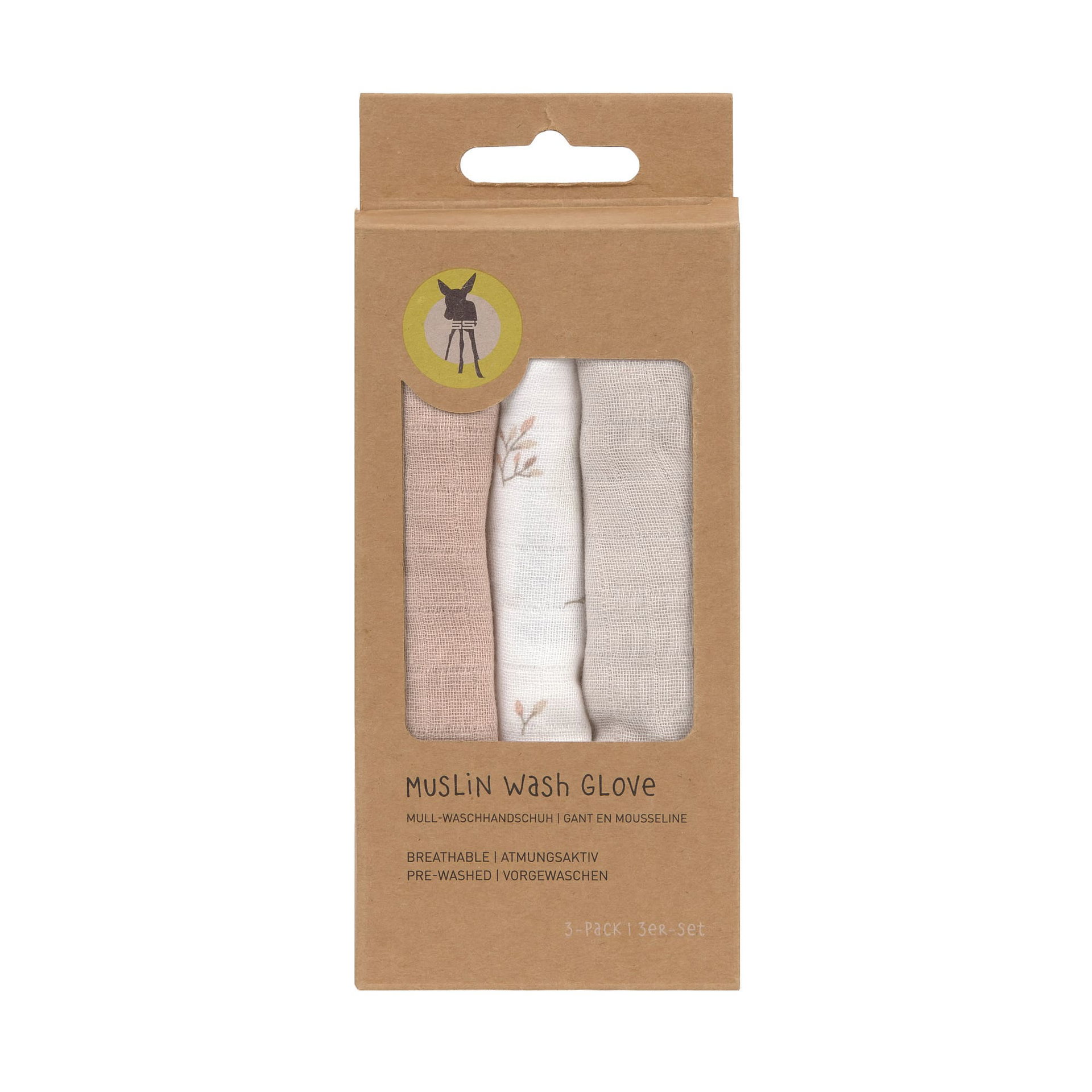 Muslin wash glove, Dreierpack, Baumwollmischung?, Waschlappen?, Feinmaschigung?