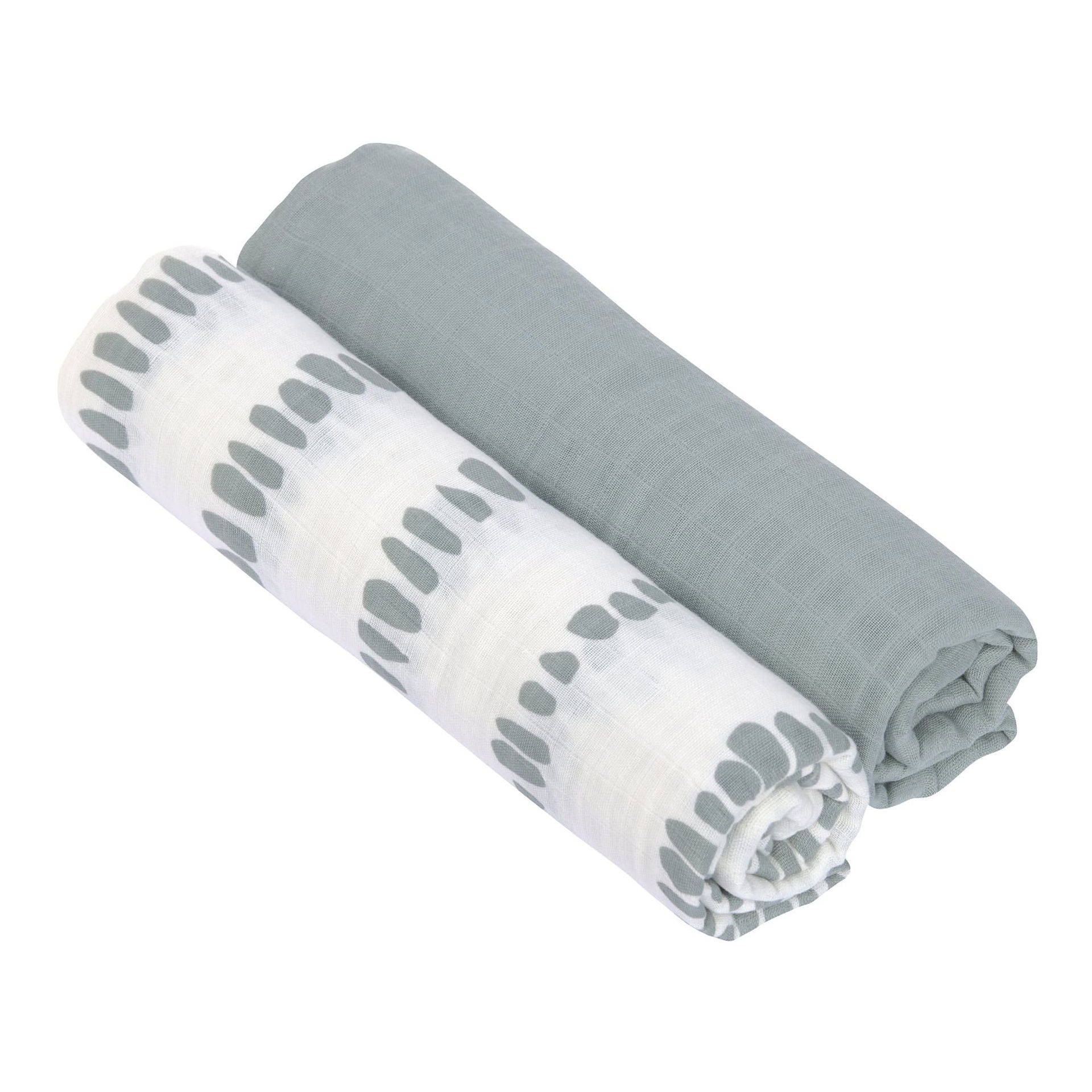 Swaddle Burp Blanket (2 pcs) XL, Strokes Silver grey