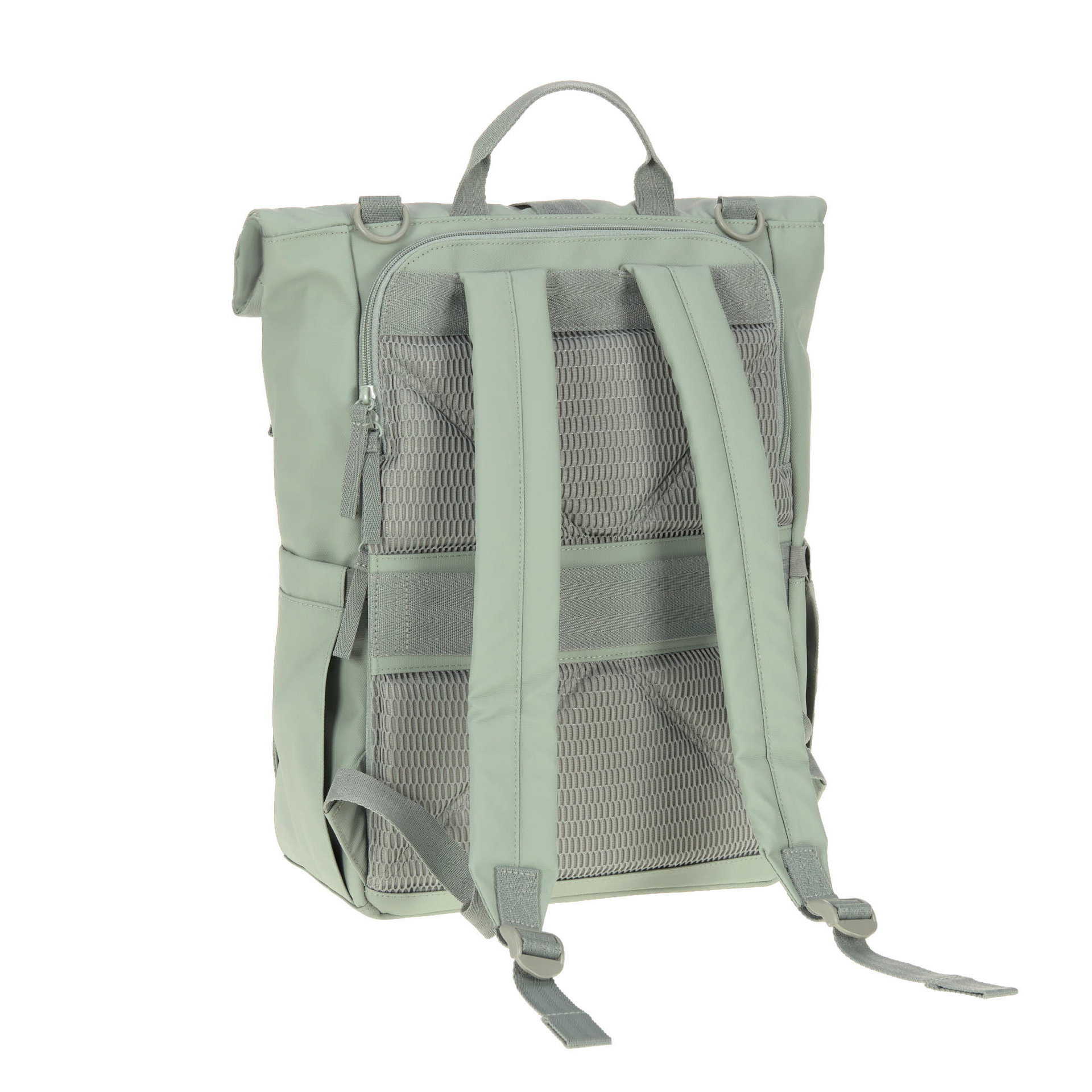 LÄSSIG Rolltop Up Backpack Olive – Sac à Langer Éco Green Label, Matelas + Porte-Bouteille, 18-20 L