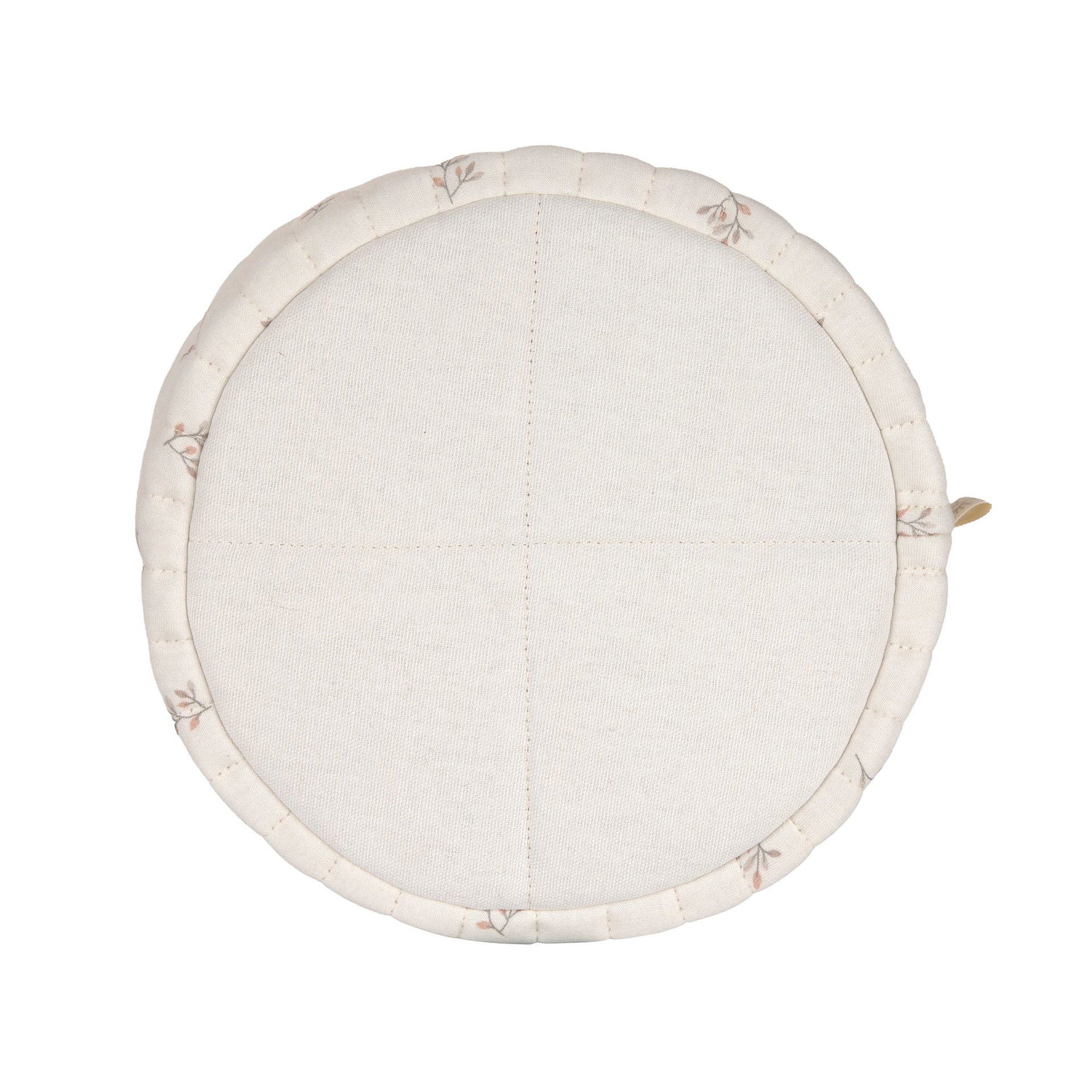 runde kissen, beige, gewebe,  quilt, blumiger rand, rund, untersetzer, beige, Stoff, gemustert