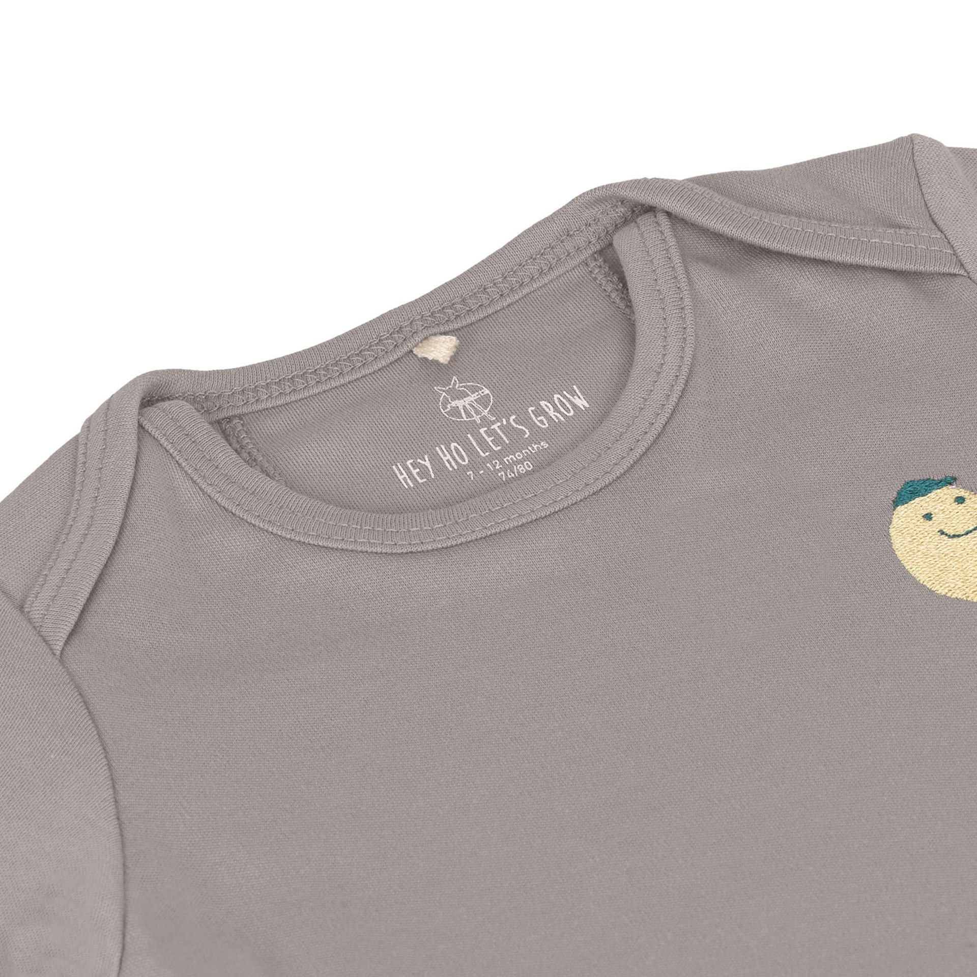 Baby Wickelbody langarm - Bio Baumwolle, Zitrone Taupe