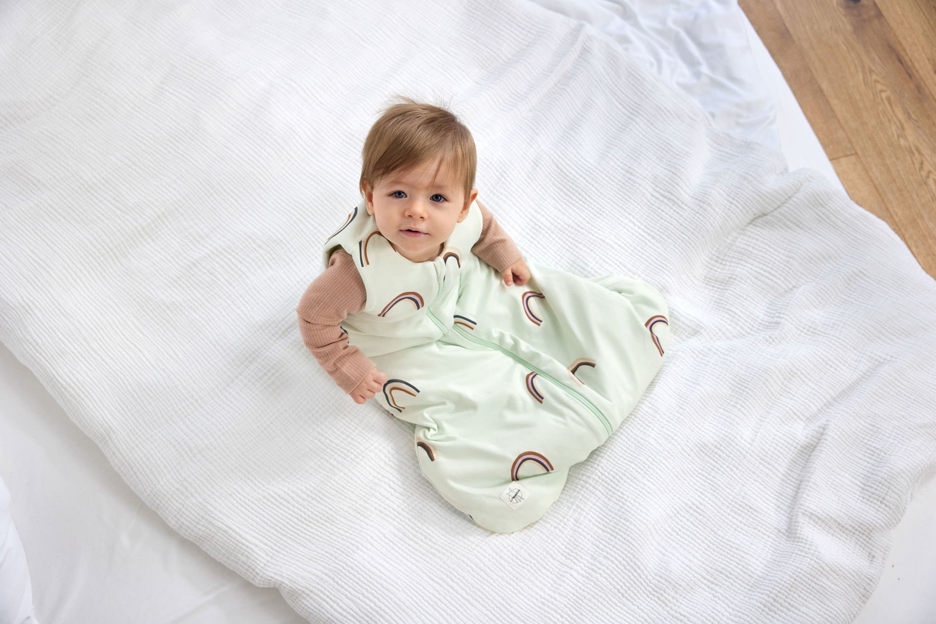 Baby Sleeping Bag 2,5 Tog Heart, Rainbow mint - Main Image