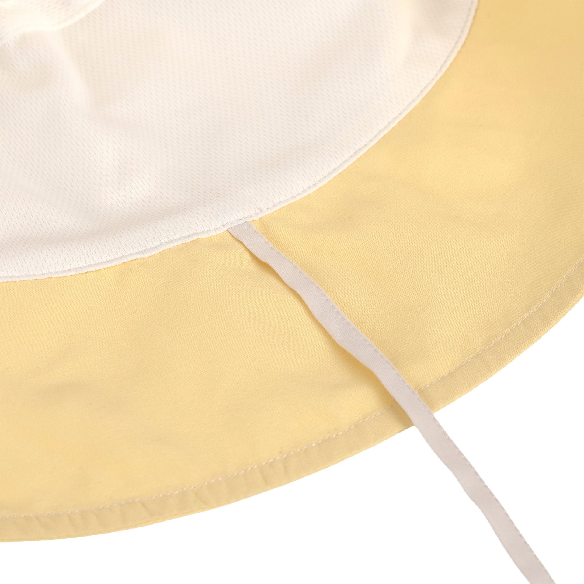 Strohhut, Schirmkrempe, Weißer Innenstoff, Gurtband, Beige Außenstoff