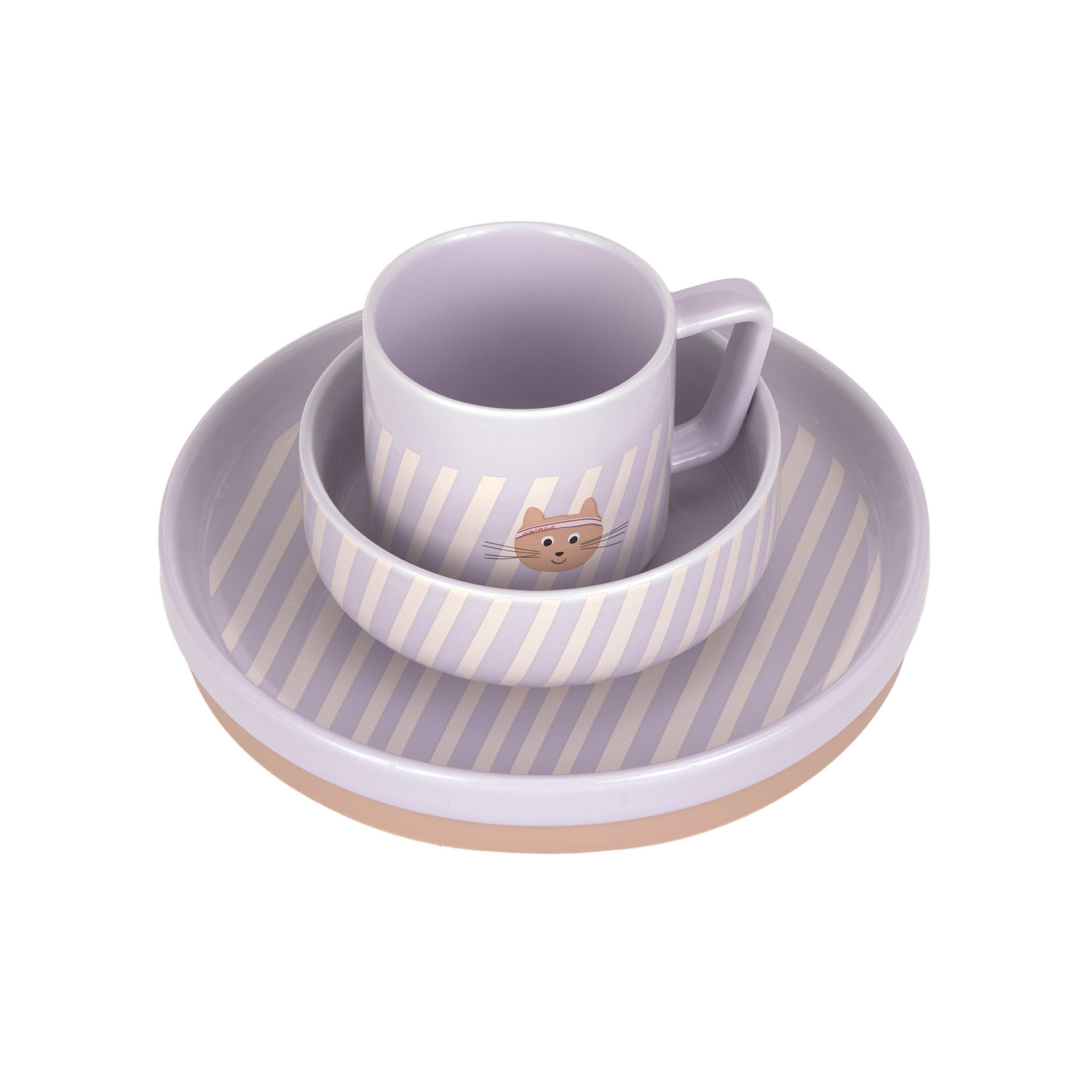 Bild 2 Dish Set Porcelain/Silicone Tiny Team Cat