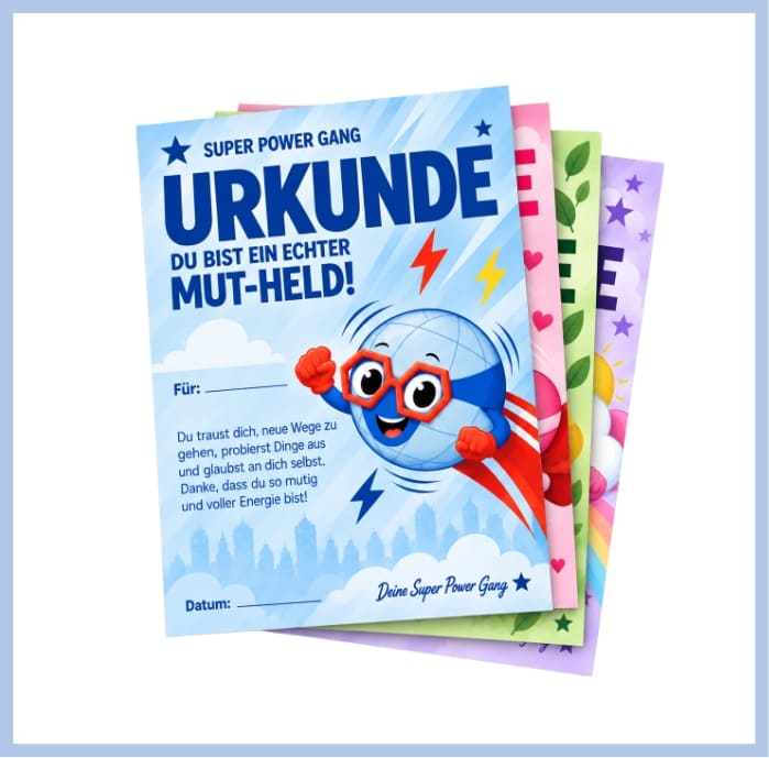 Urkunde, Mut-Held, Pappe, Poster, Kinder