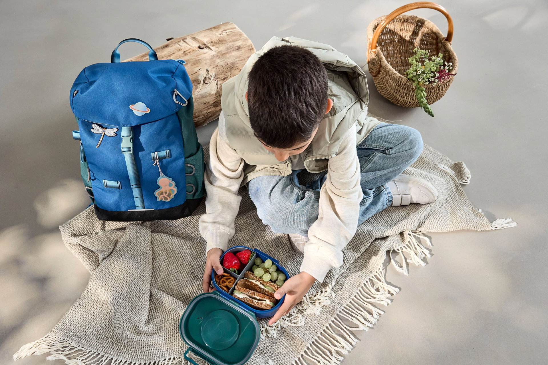 Boîte à Goûter enfants - Unique, bleu vert