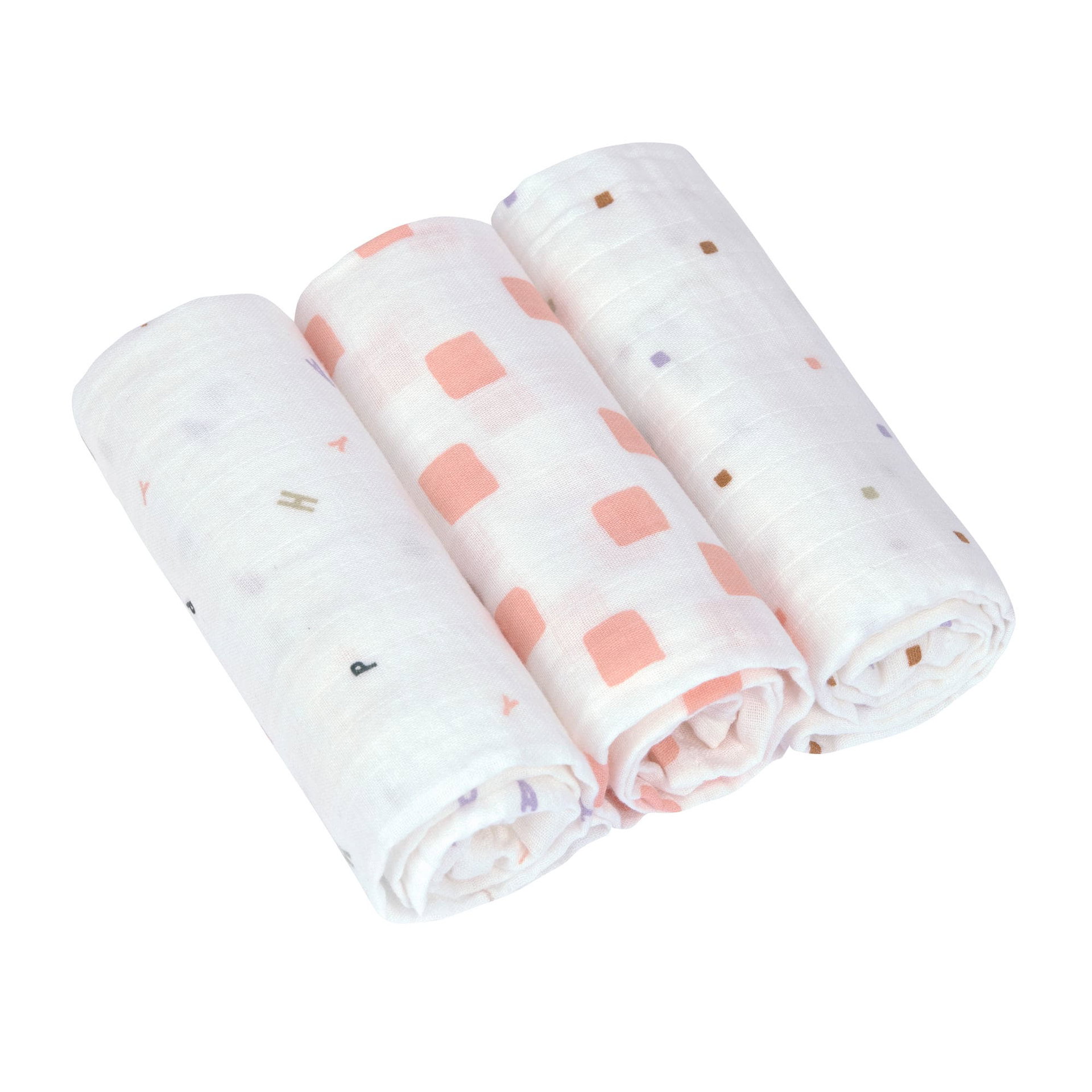 Bild 1 Swaddle & Burp Blanket M GOTS Happy Fruits peach,  3 pcs, 60 x 60 cm, Windel, Windel
