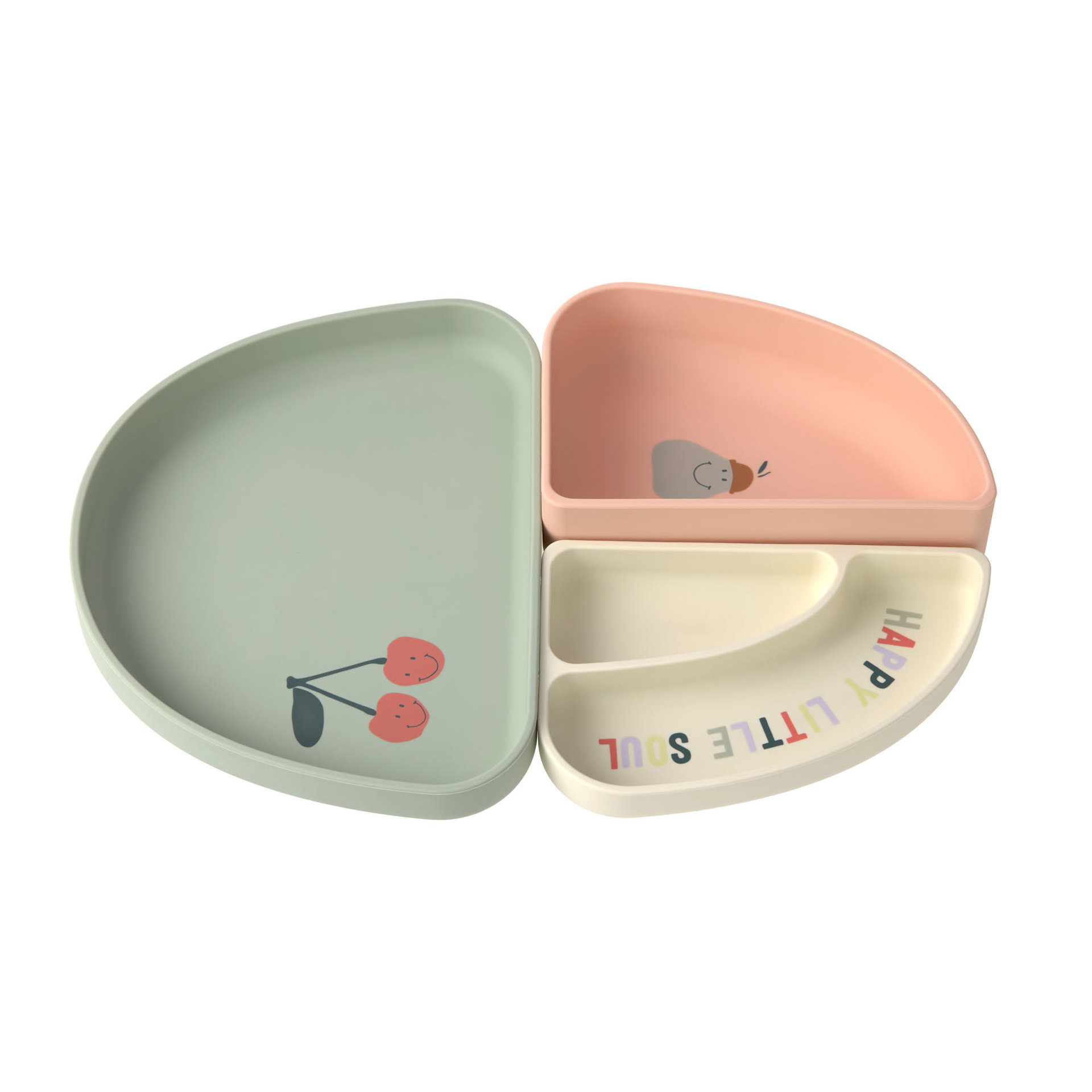 Bild 5 Silicone Section Dish Set 3 pcs  Happy Fruits Cherry