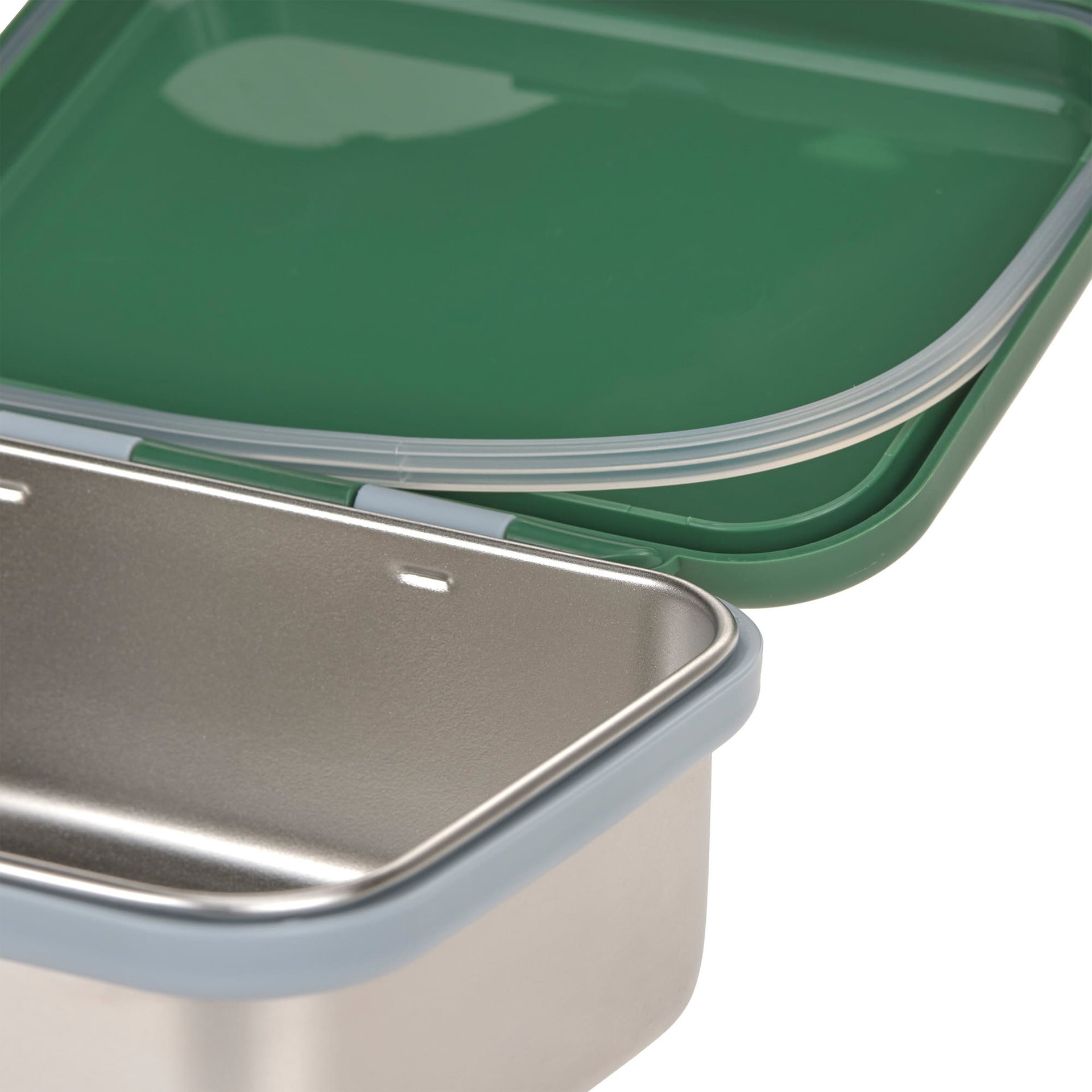 Brotdose, Edelstahl, Metallbehälter, grüner Deckel, Abfallbehälter-Set