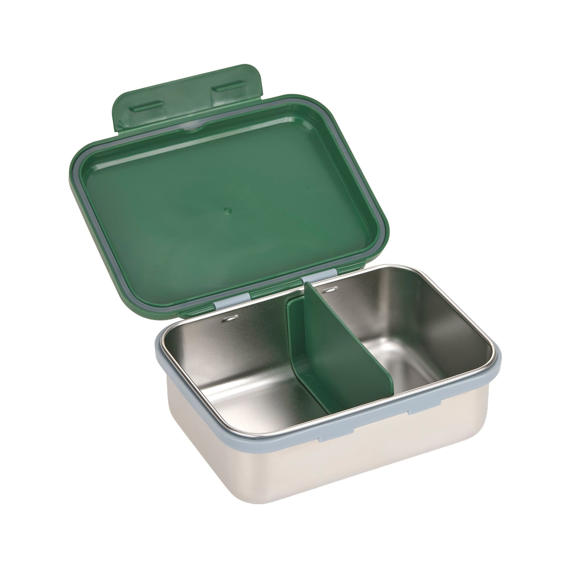 Brotdose, Metalbox, Trennwand, Edelstahl, Grün