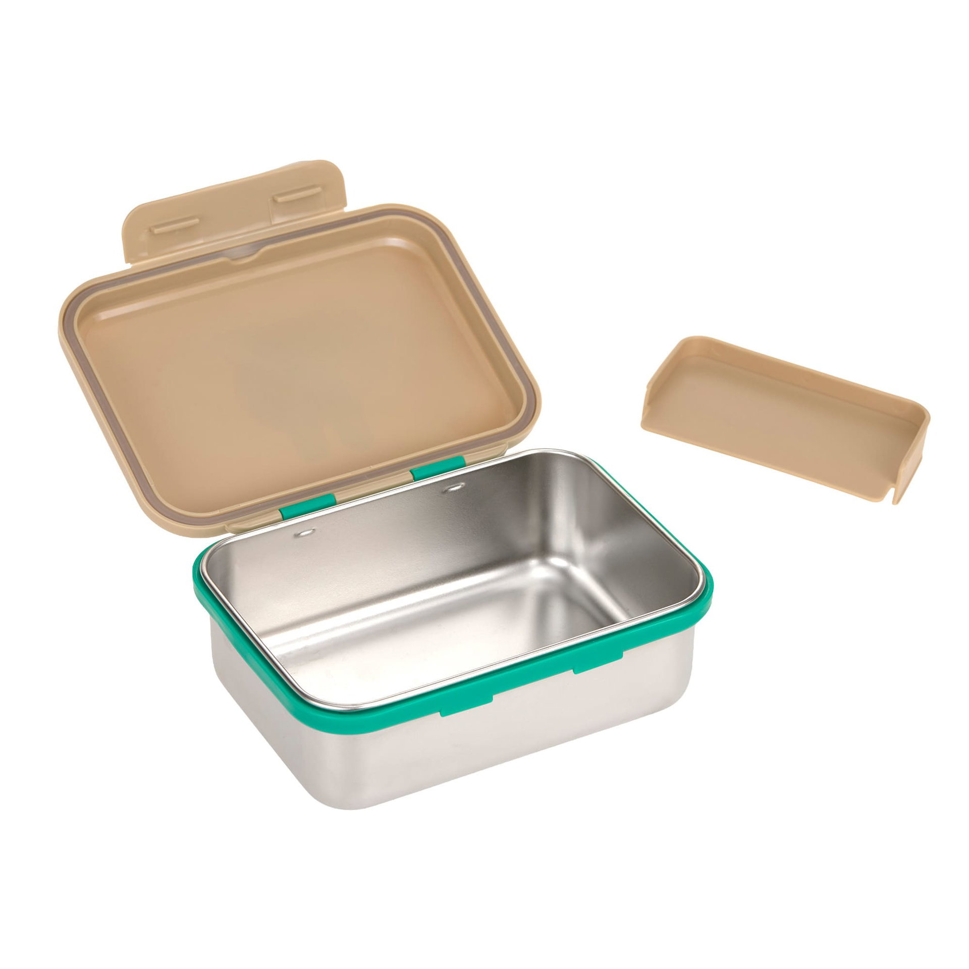 mittagessenbox, brotdose, isolierterbehälter, stahlinnenseite, grüne randverkleidung