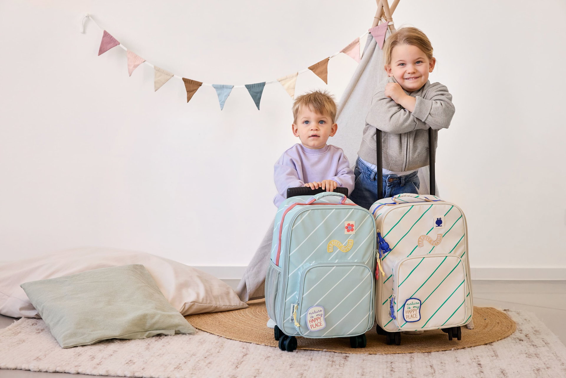 Koffer, Kinderkoffer, Reisegepäck, Trolley, Streifenmuster