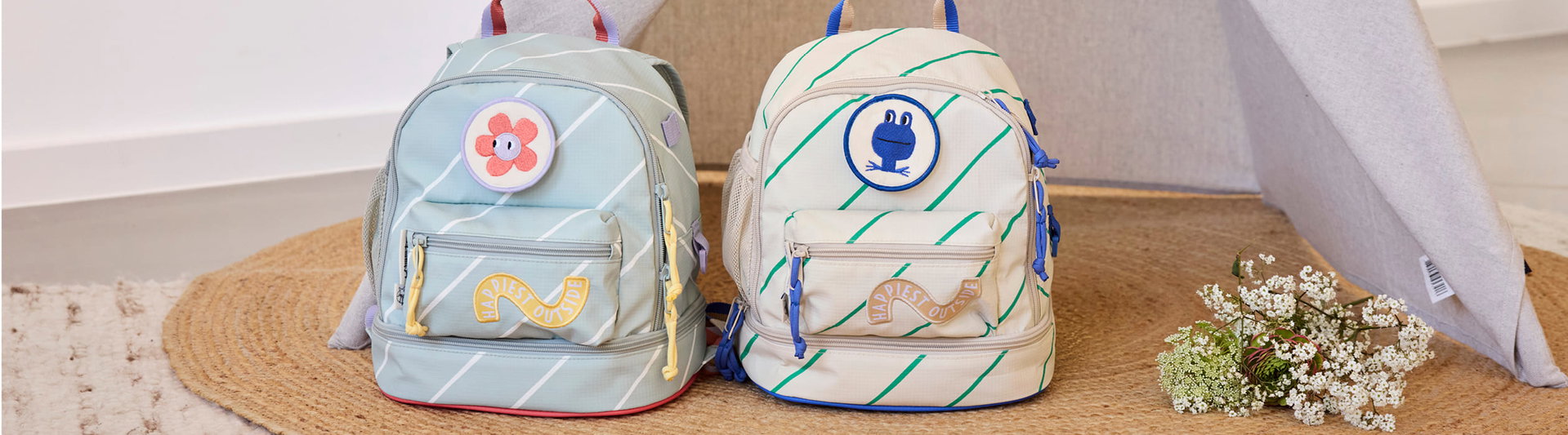 Rucksack, Backpack, Kinderrucksack, Streifen, Patches