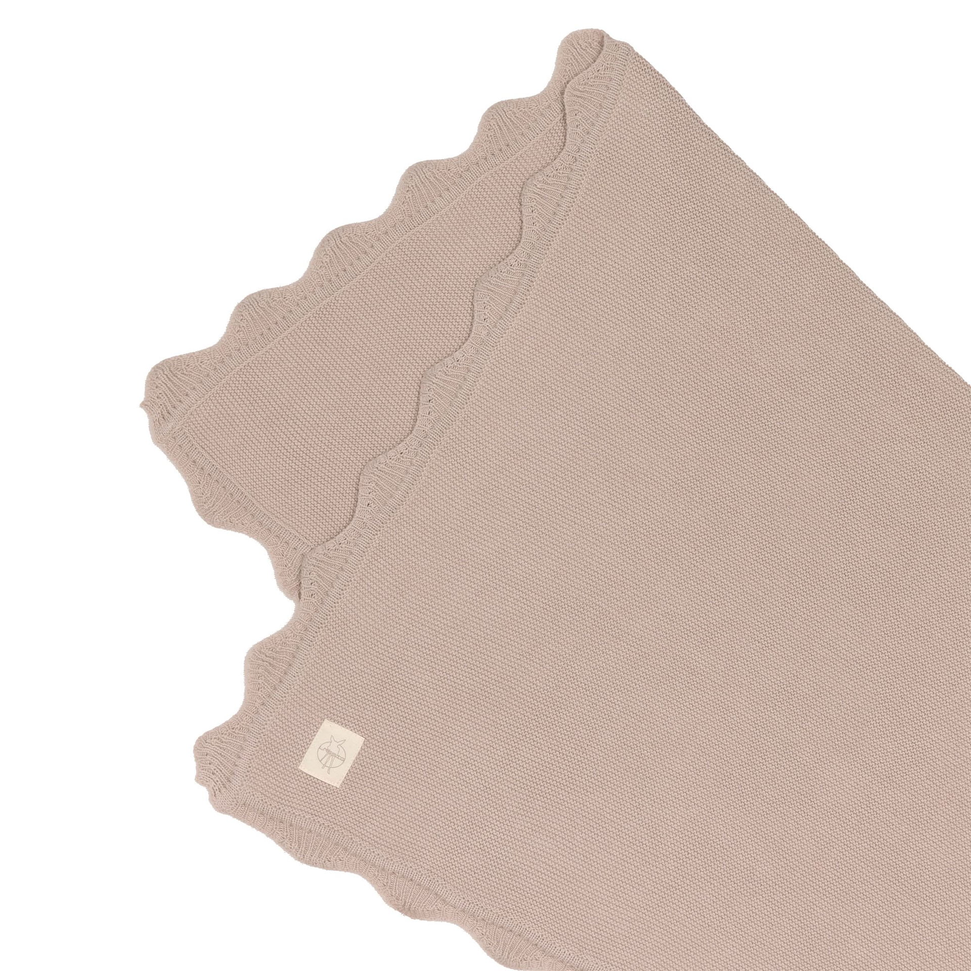 Baby-Decke, Gestrickt, Beige, Wellenrand, Weiche Textur
