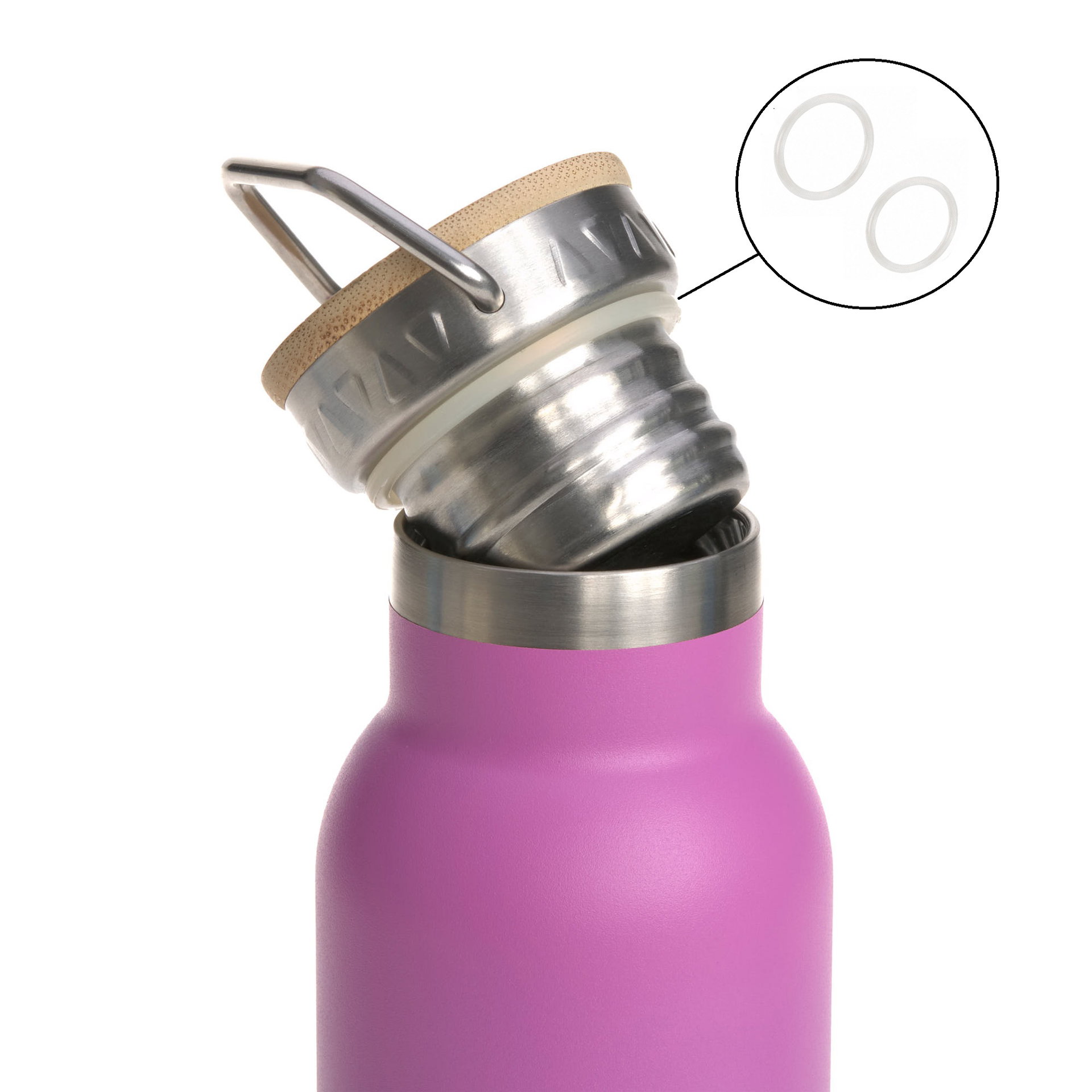 Trinkflasche, Edelstahl, Pink, Schraubverschluss, Tragebügel