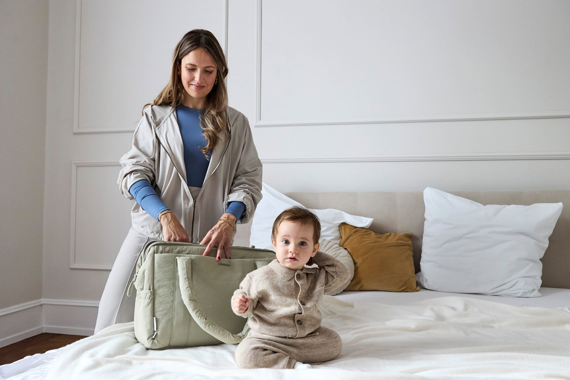 Leute, Person, Kissen, Baby, Decke