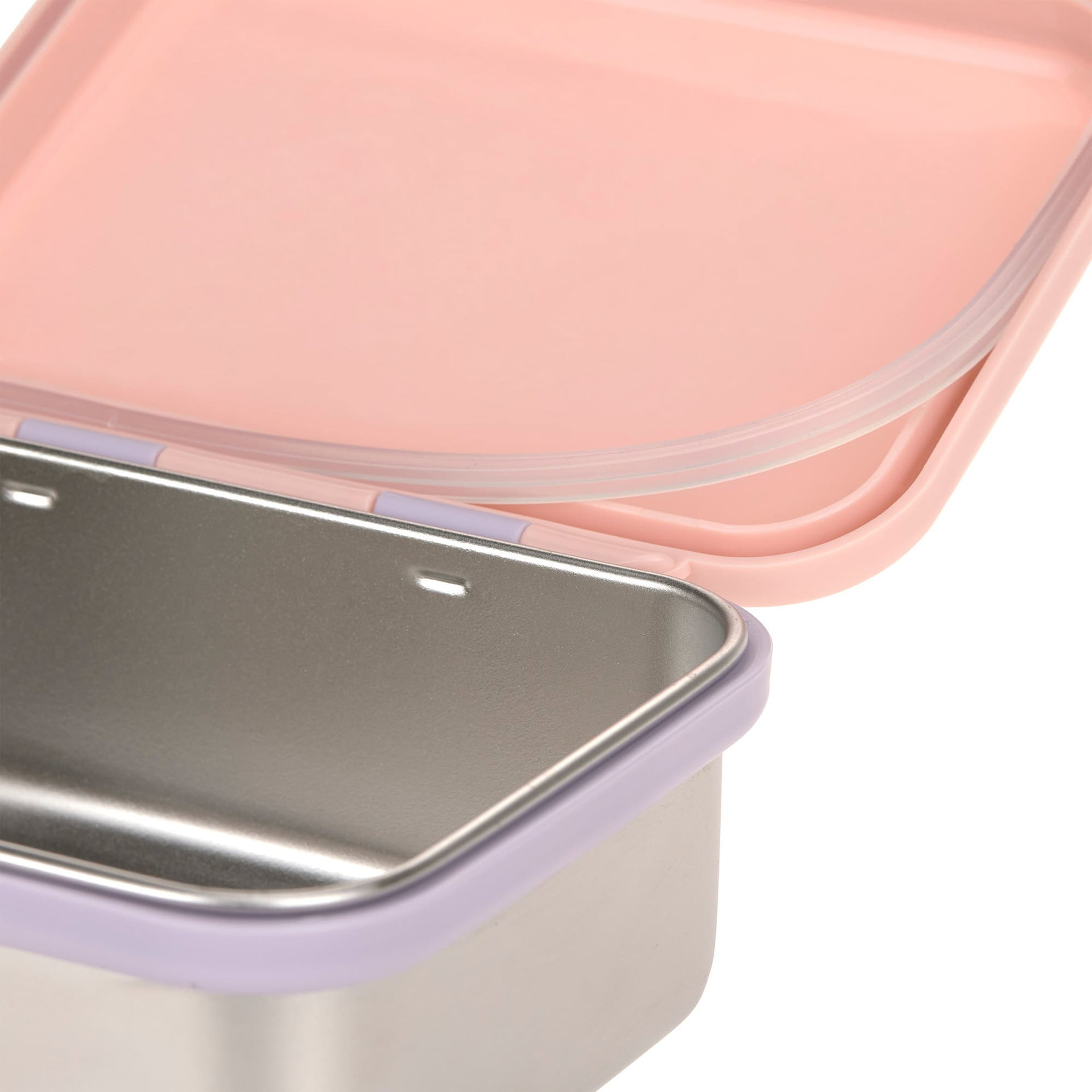 lunchbox, bento box, pink lid, metal container, plastic lid