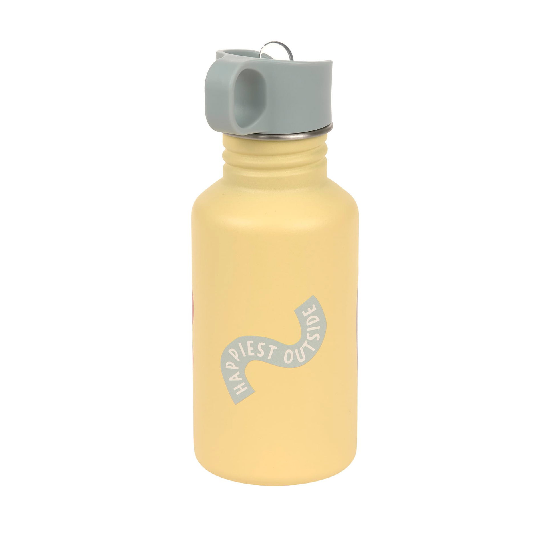 Trinkflasche, Wasserflasche, Hydration, Gelbe Flasche, Grauer Deckel