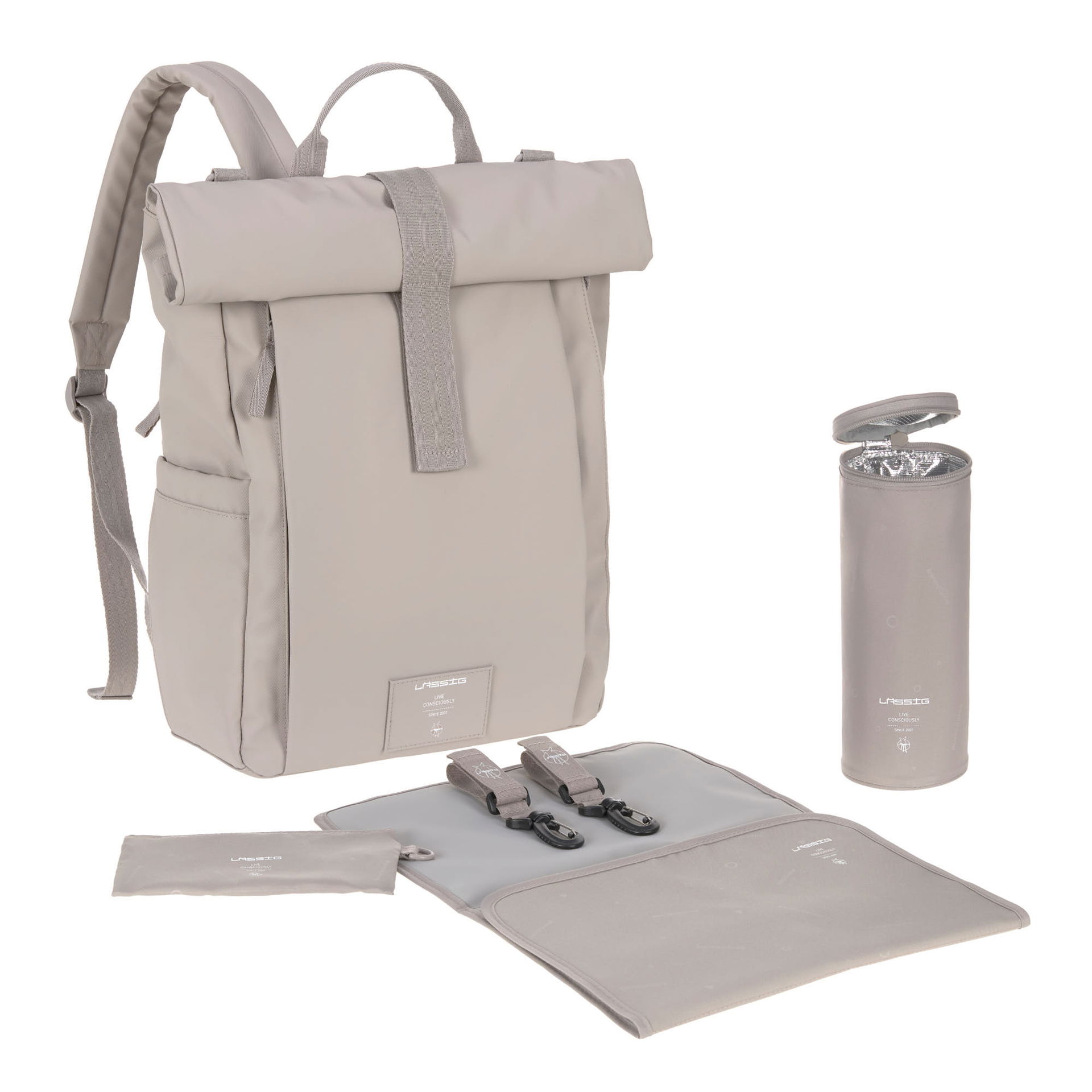 Rolltop Up Backpack Diaper Bag, taupe (limited editon)