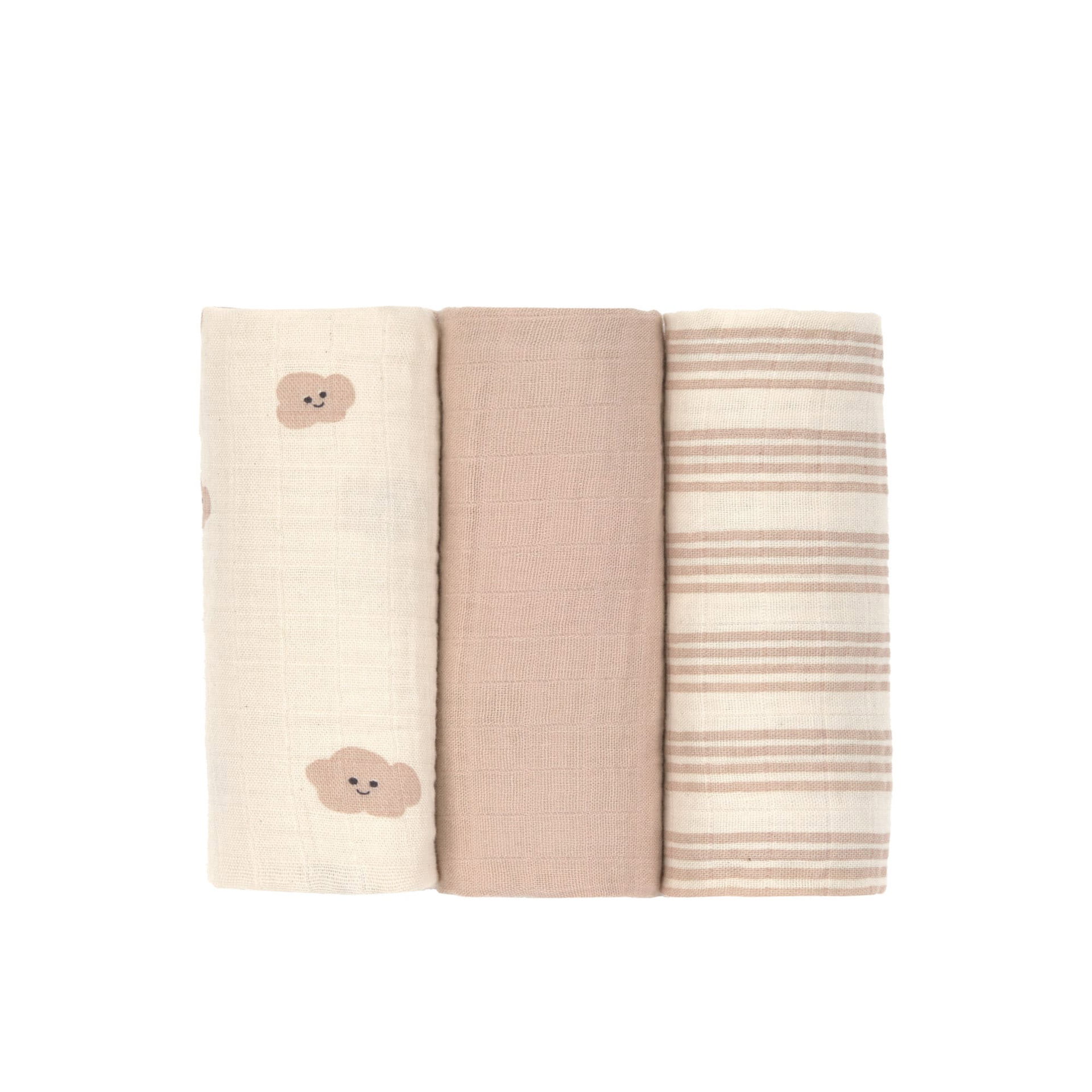 Mulltücher 3er Set 60 x 60 cm - Tiny Team, Beige