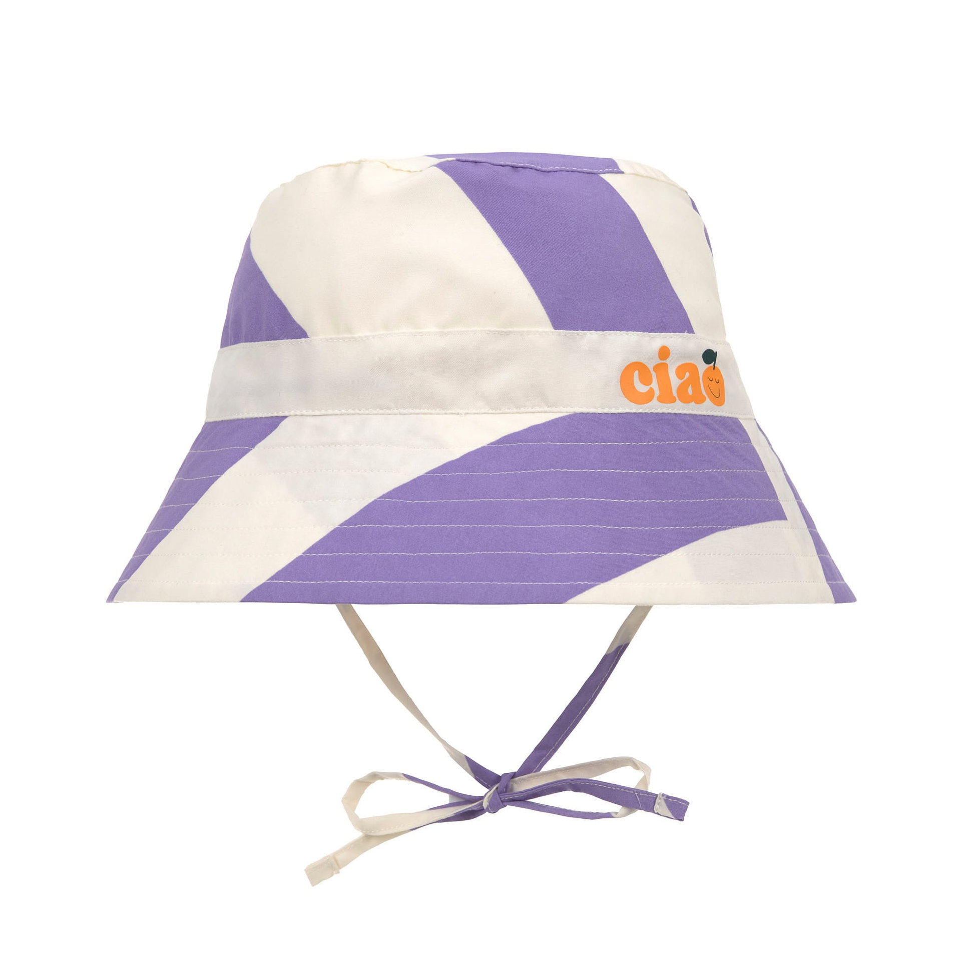 Bild 1 PreOrder 2026 -  Sun Protection Fishing Hat Stripes  purple/sea salt, Bekleidung, Hut, Sonnenhut, Bucketmütze, lilaweiß, gestreift, verstellbares Band, oranges Logo