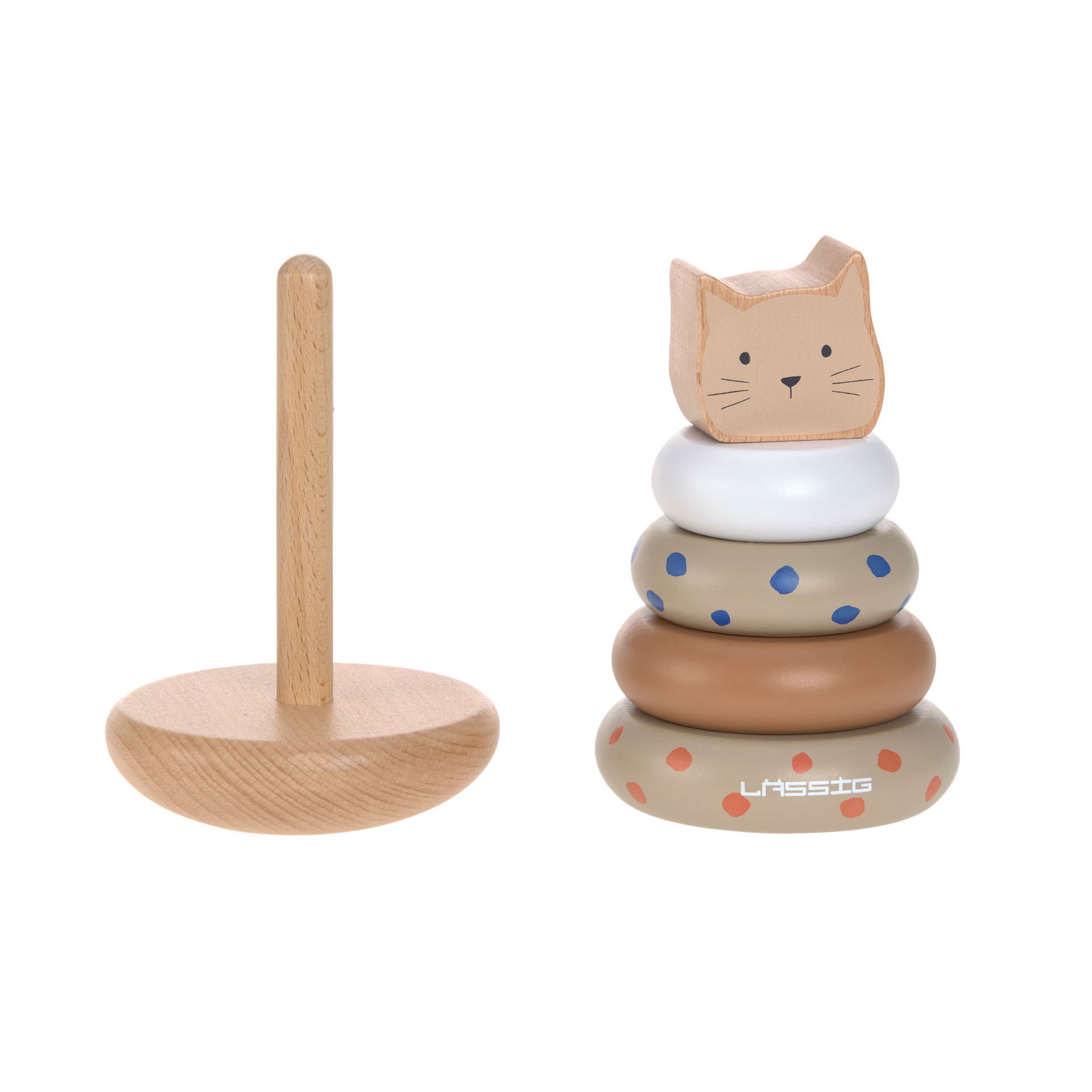 Stacking Ring Tower Wood Little Mateys, Cat Lässig