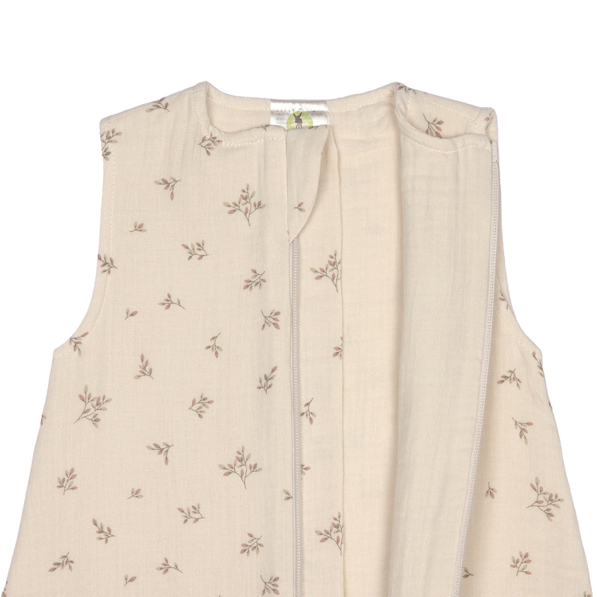 Weste, Beige, Blumenmuster, Reißverschluss, Kleidung–Oberteil