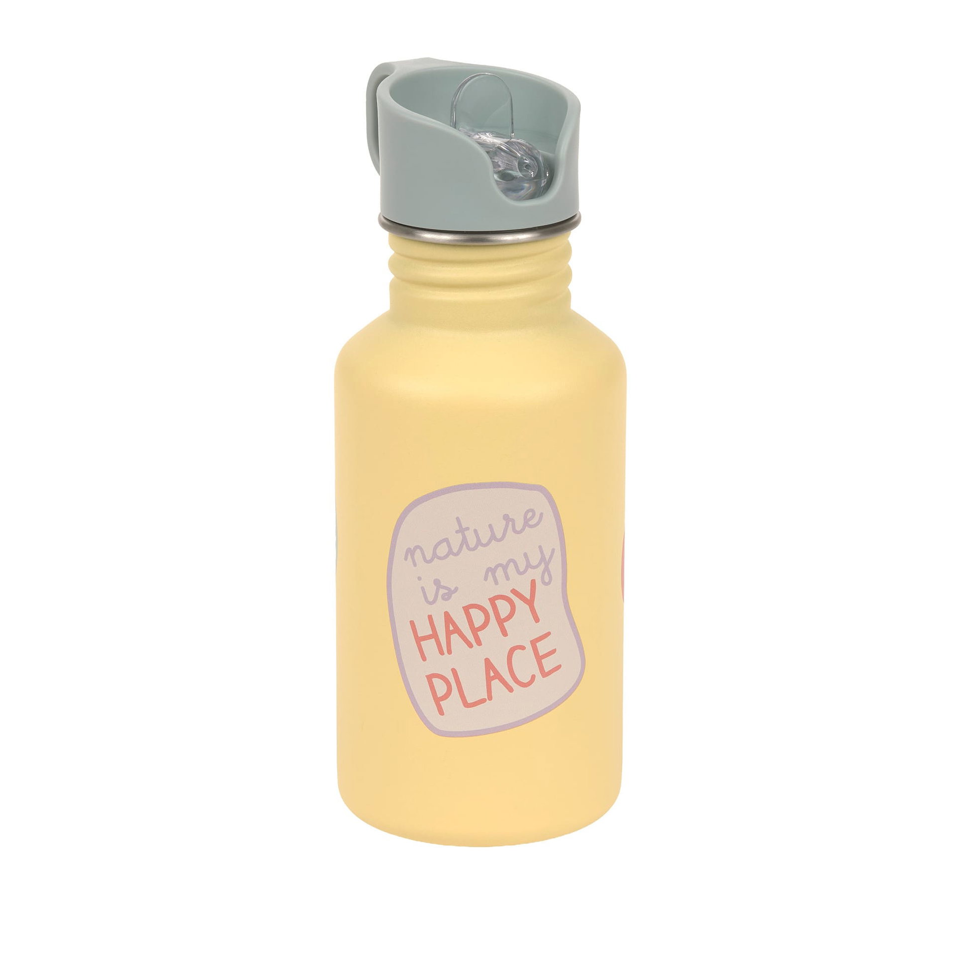 Trinkflasche, Flasche, Aluminium, Pastellgelb, Spruchmotiv